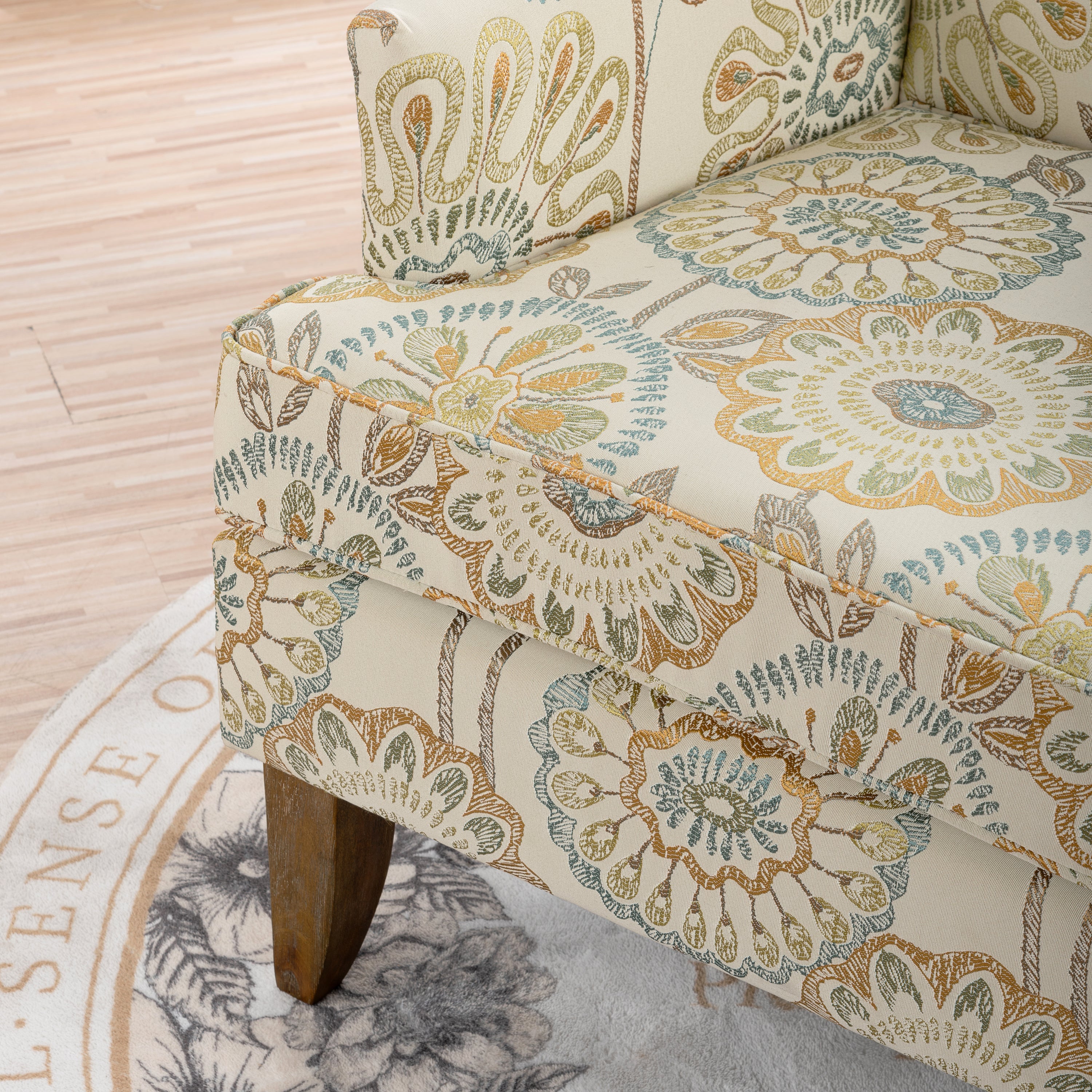 Golden Floral Nailhead Trim Accent Chair