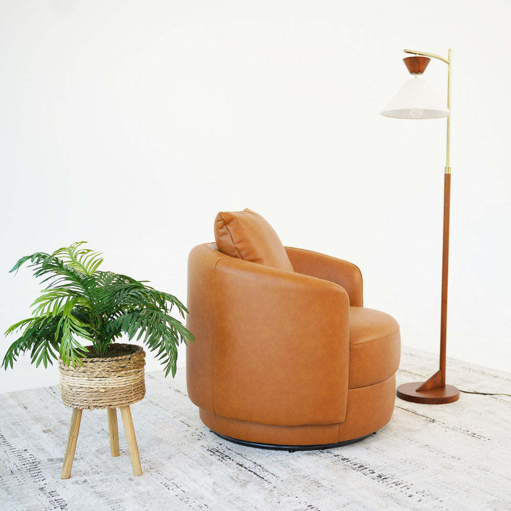 Dylan Cognac Leather Swivel Chair