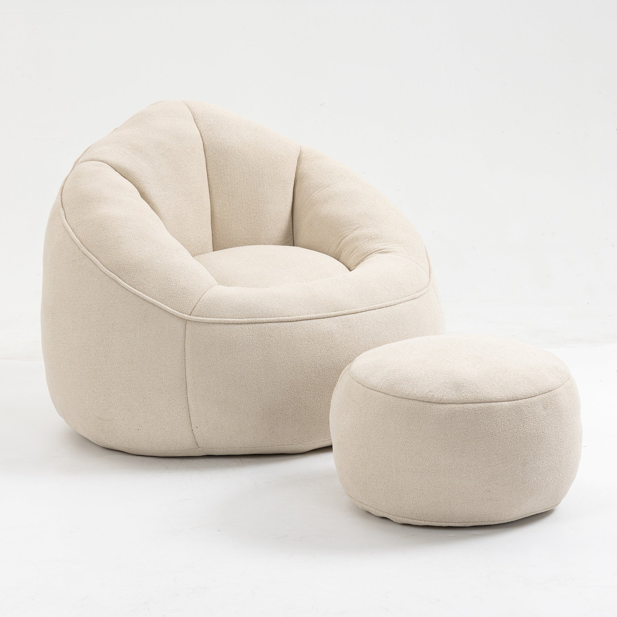 Bean Bag Sofa Chair with High-Pressure Foam and Footrest