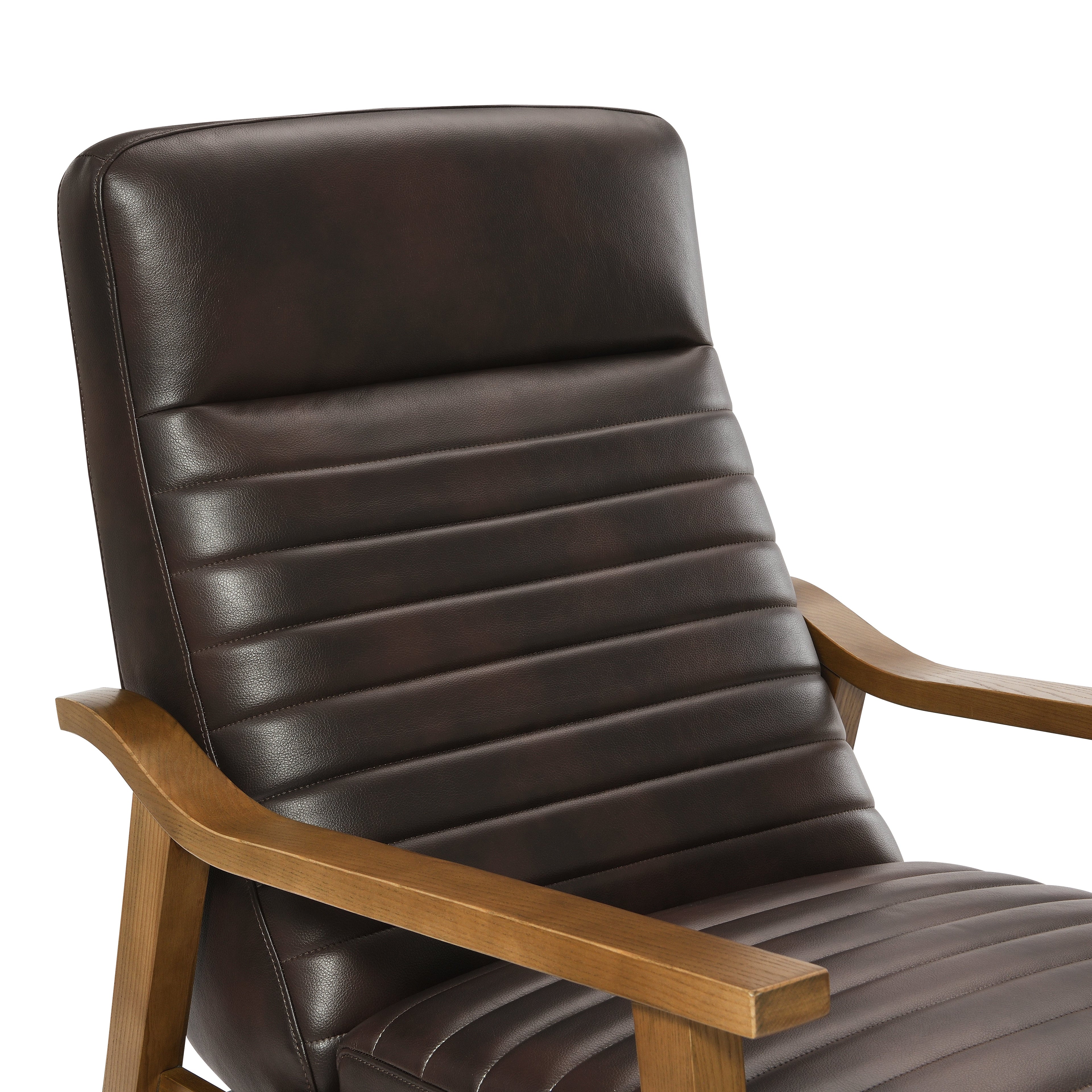 Asher Faux Leather & Wood Arm Push Back Recliner