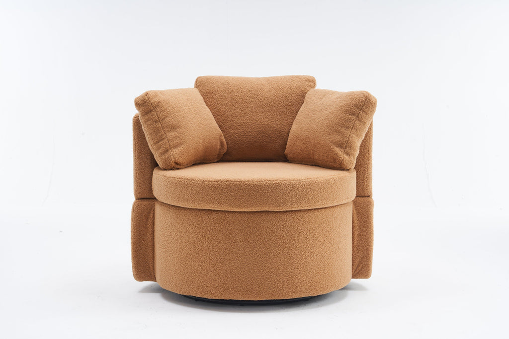 Teddy Fabric Swivel And Storage Chair With Back Cushion