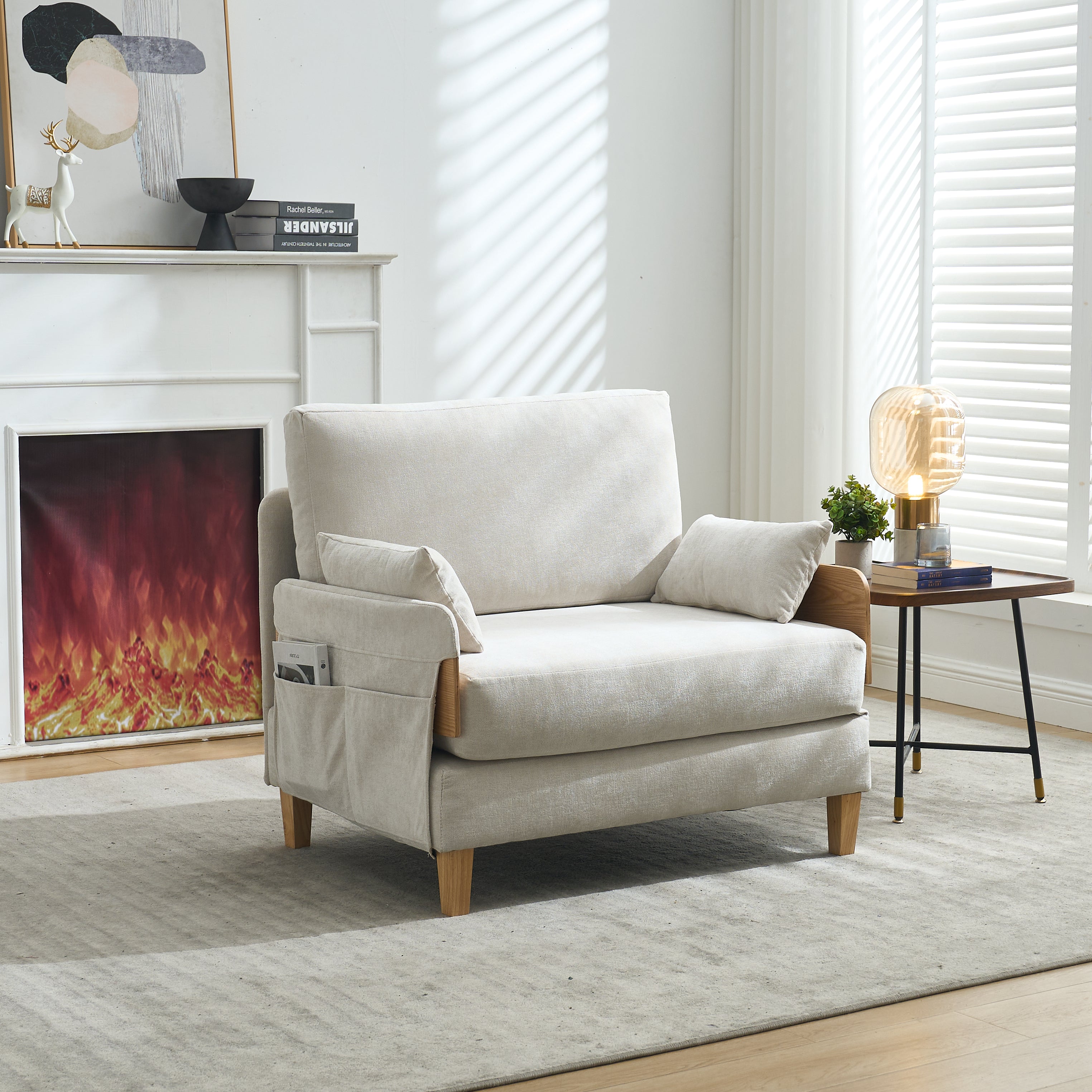 Mid-Century Modern Chenille Foldable Sofa Bed Recliner