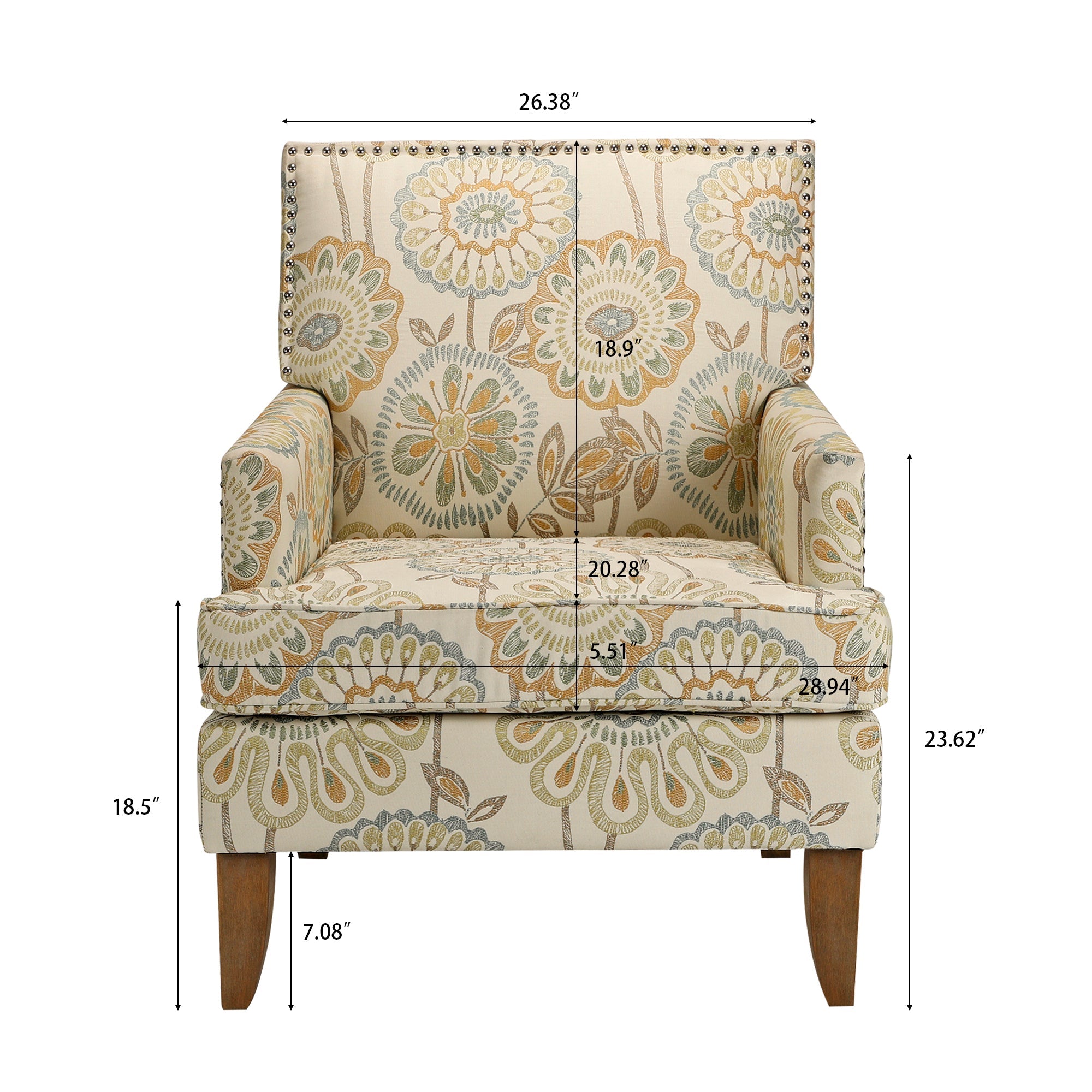 Golden Floral Nailhead Trim Accent Chair