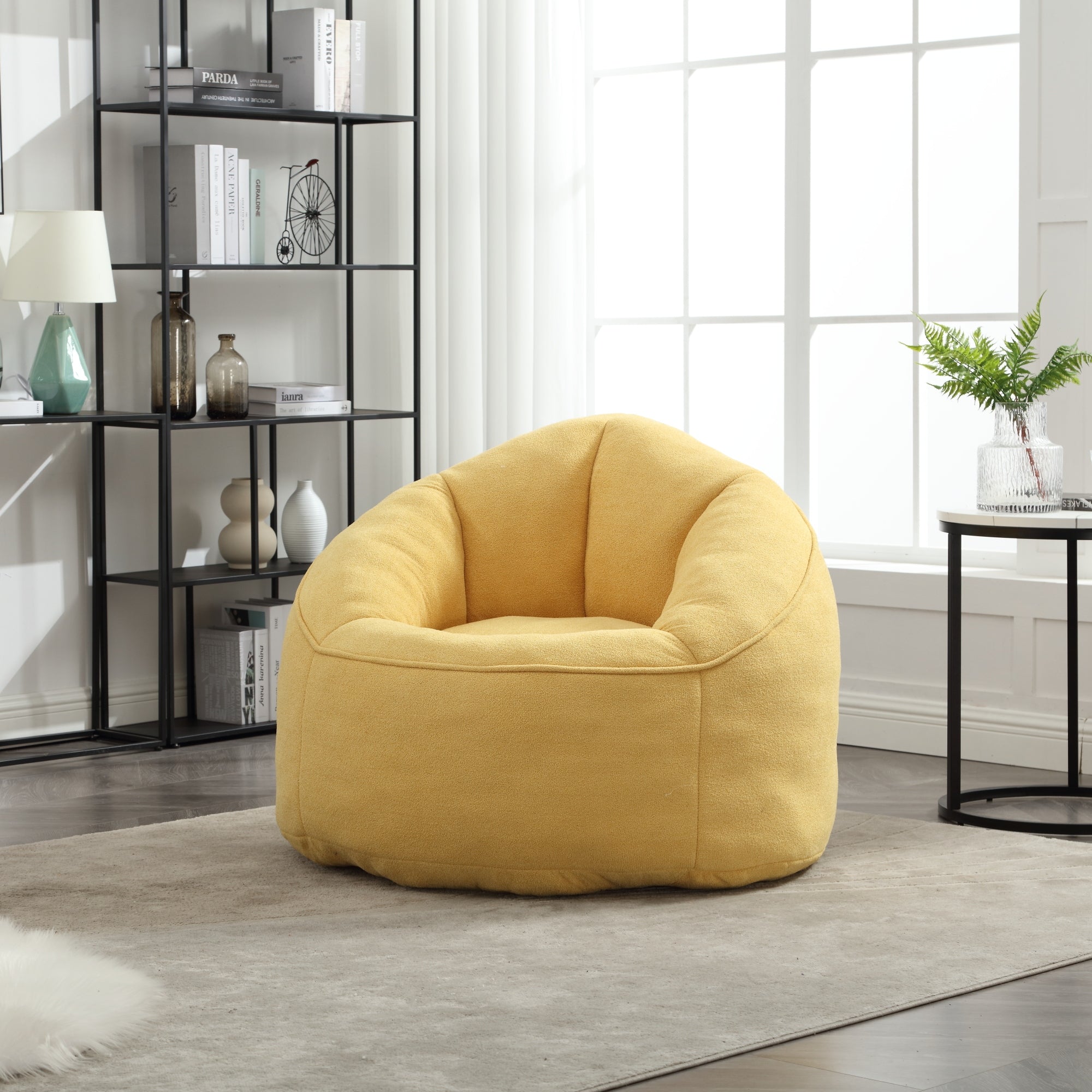 Bean Bag Sofa Chair with High-Pressure Foam and Footrest