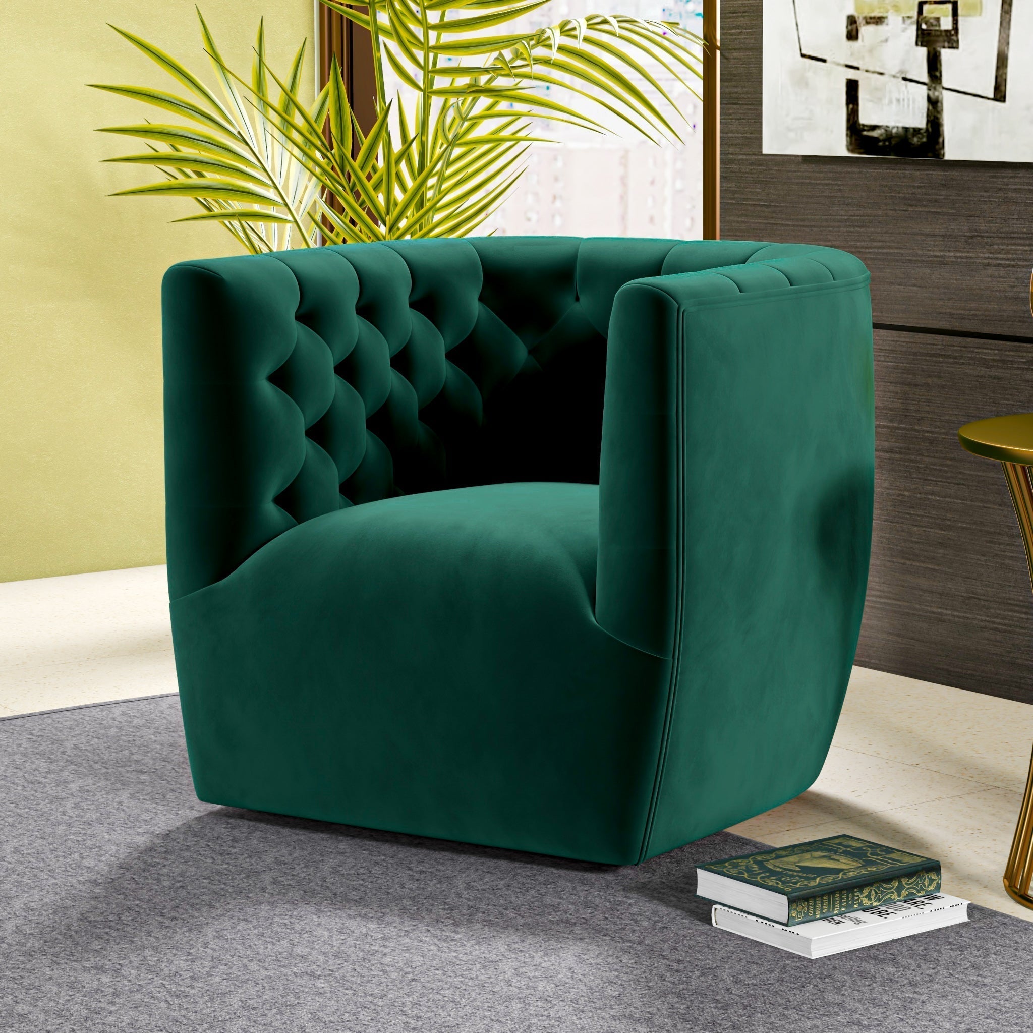 Delaney Velvet Swivel Club Chair