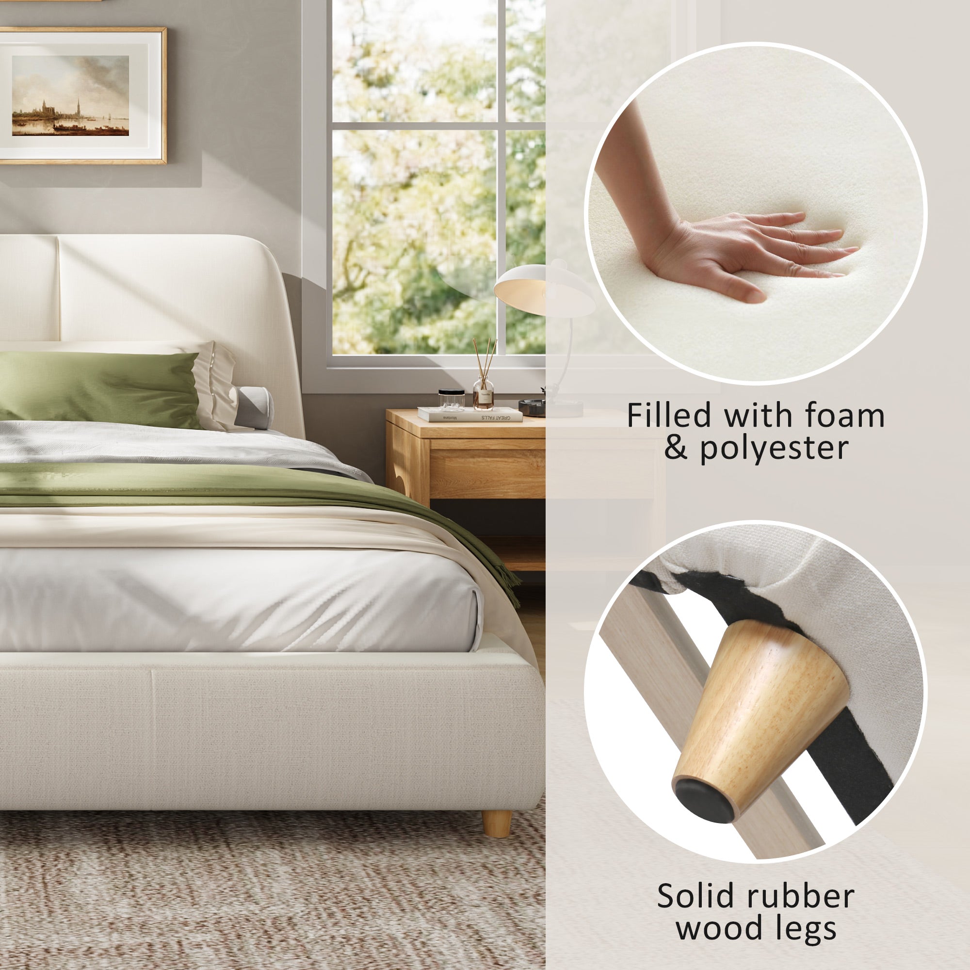 Modern Linen Upholstered Bed