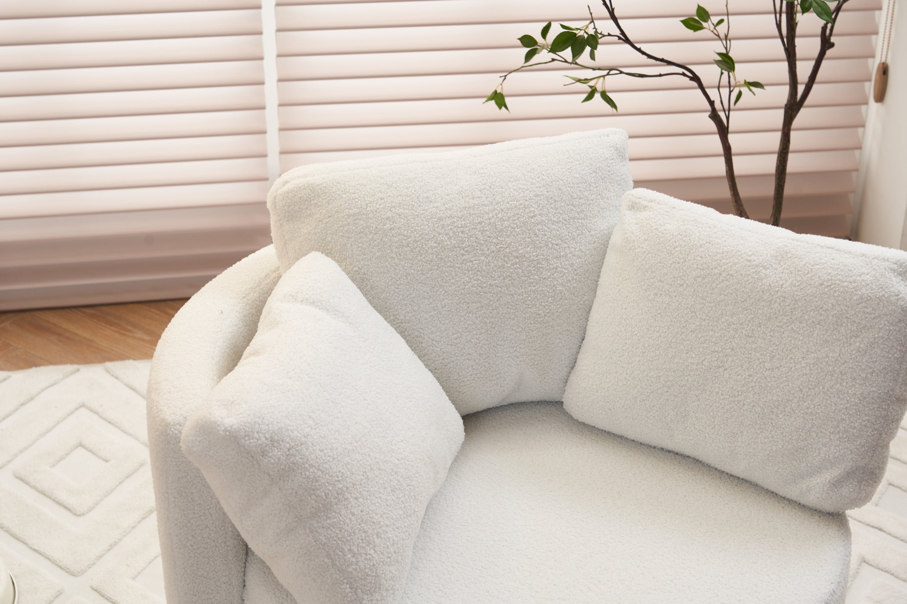 Teddy Fabric Swivel And Storage Chair With Back Cushion
