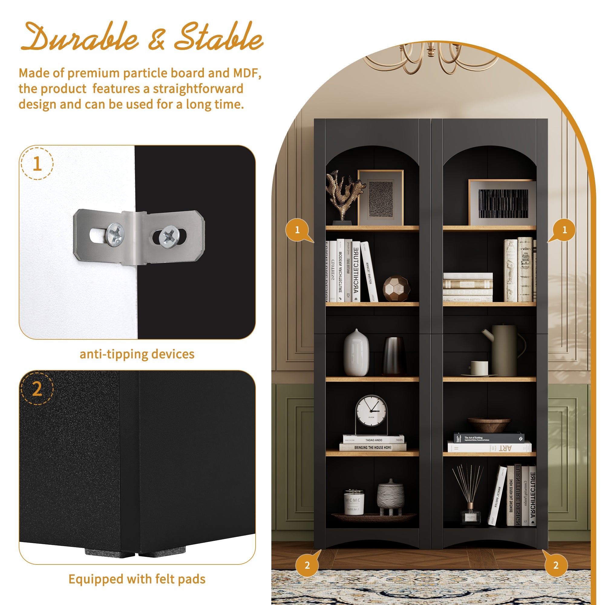 Farmhouse Two-Tone Storage Cabinet with Adjustable Shelves