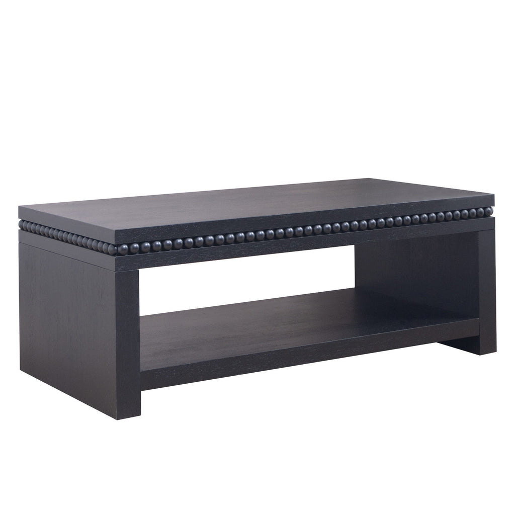 Modern Wood Coffee Table with Beaded Trim