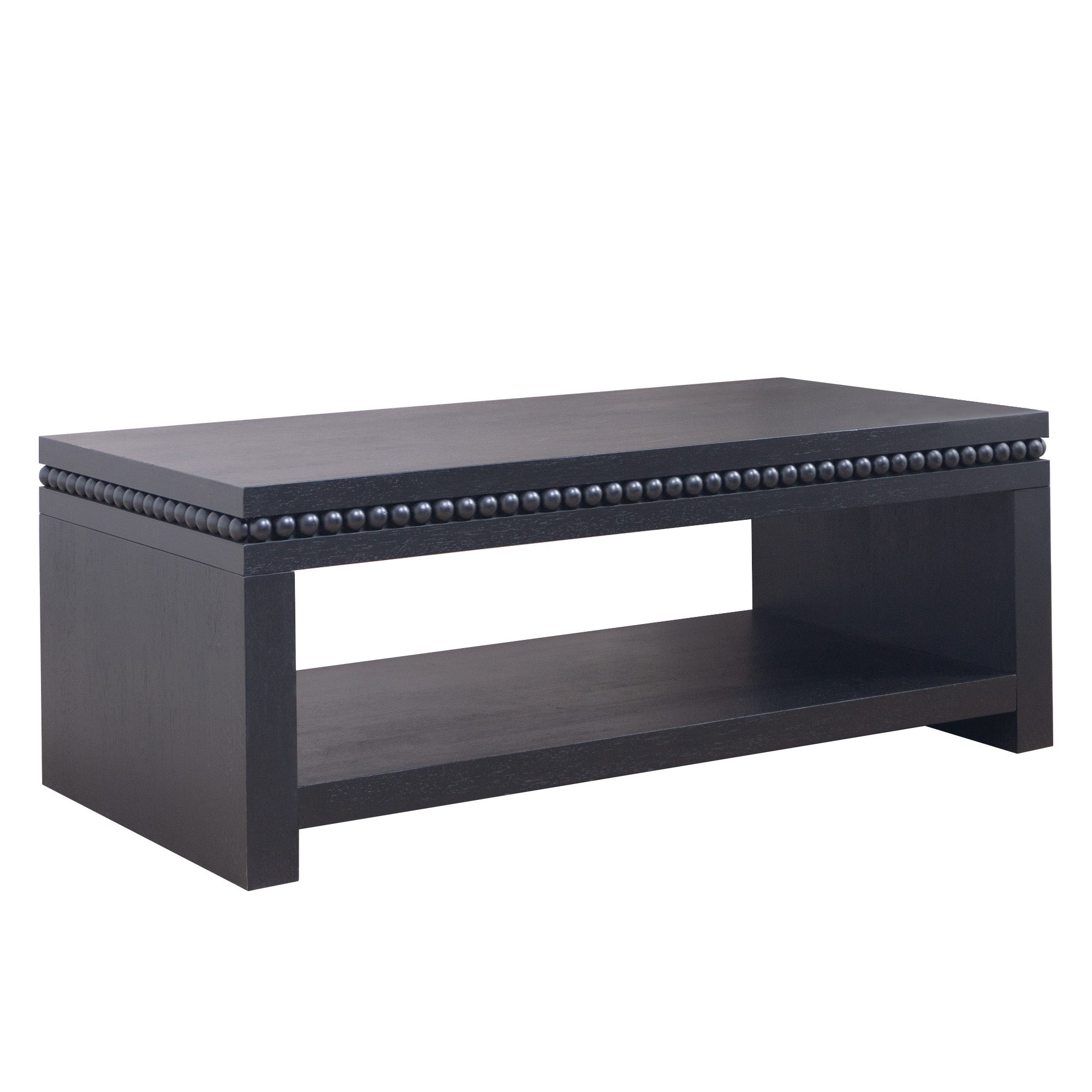 Modern Wood Coffee Table with Beaded Trim