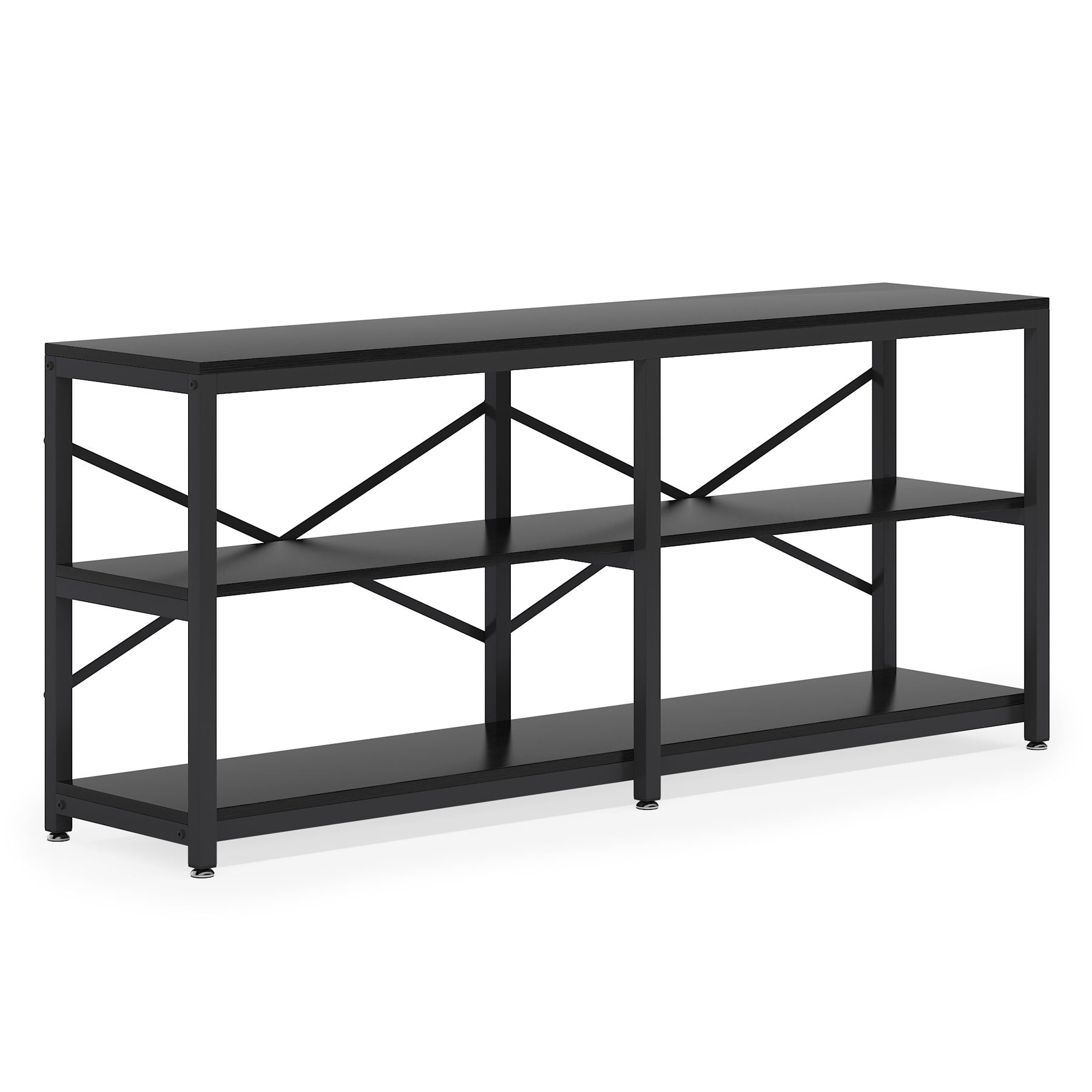 Runford Modern Entryway Table with Metal Frame & X-Back Design