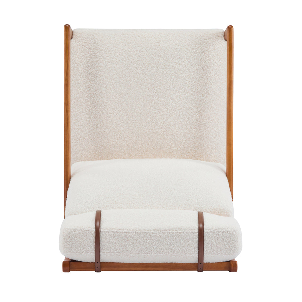 Birchmere Mid Century Modern Accent Armchair, Solid Wood Frame with High Back & Upholstered Cushions