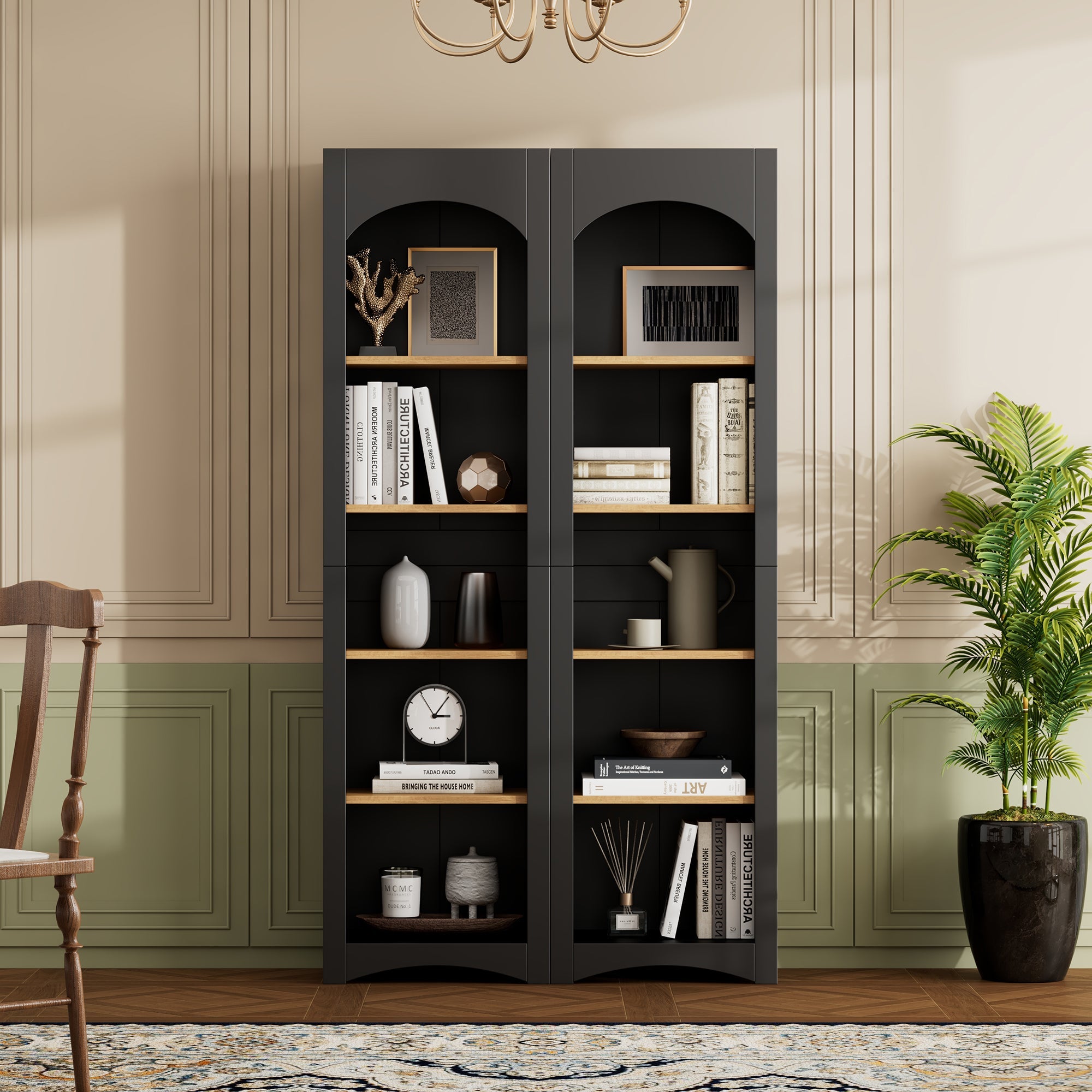 Farmhouse Two-Tone Storage Cabinet with Adjustable Shelves