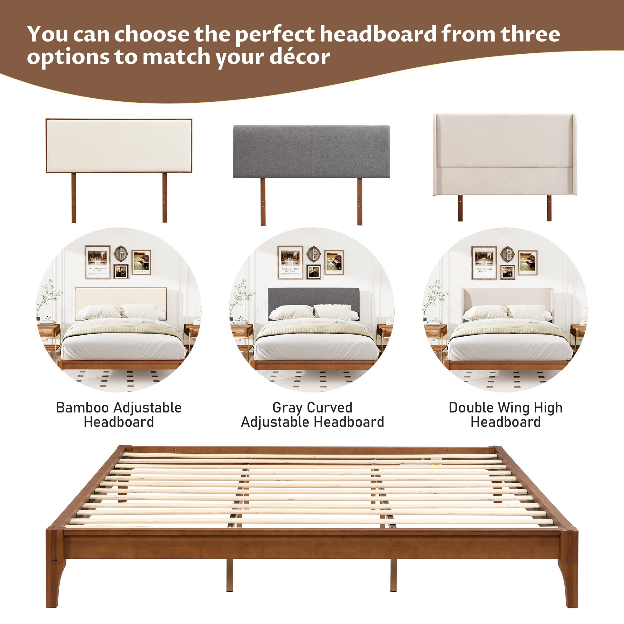 Bamboo Wood Platform Bed Frame