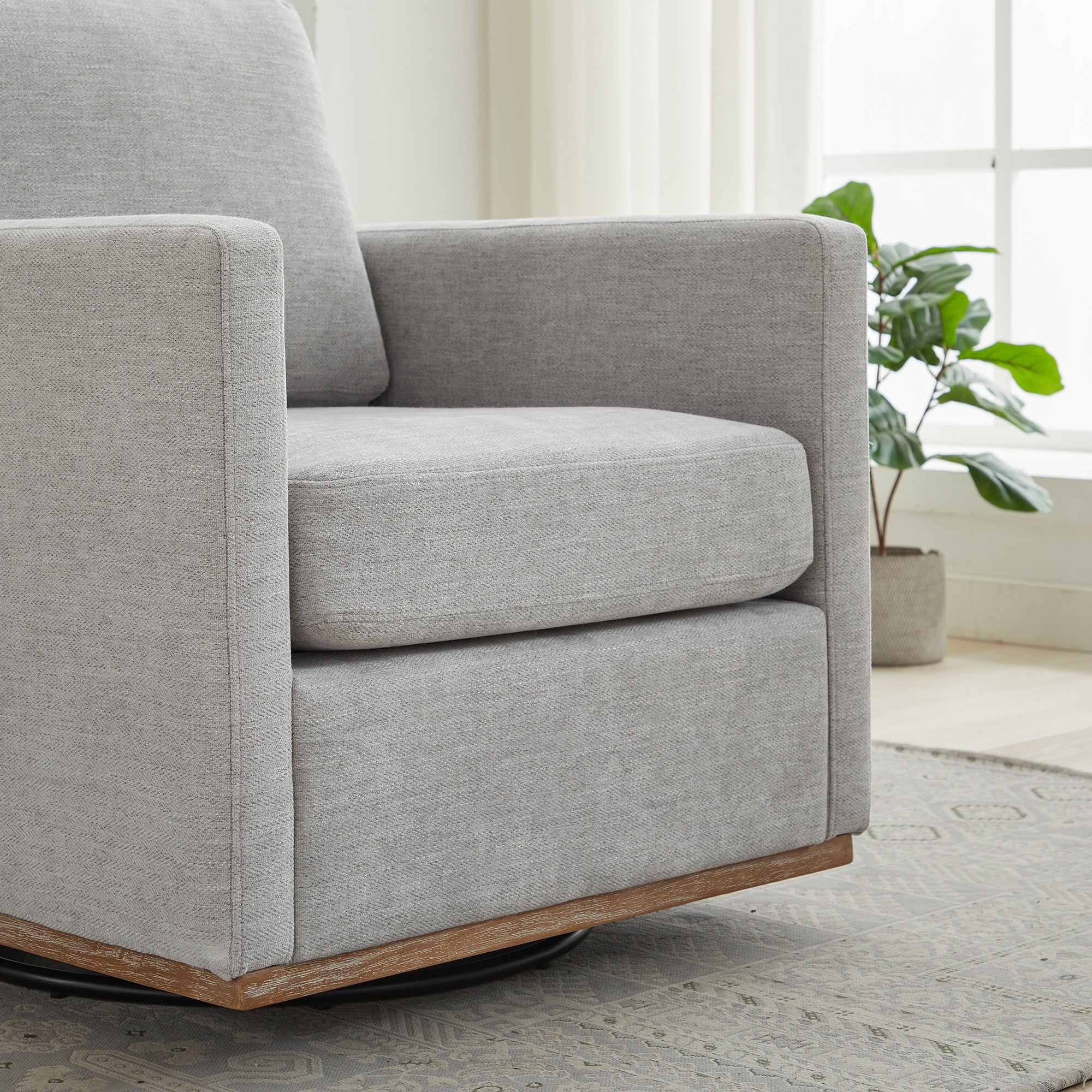 Modern Square Upholstered Swivel Accent Chair