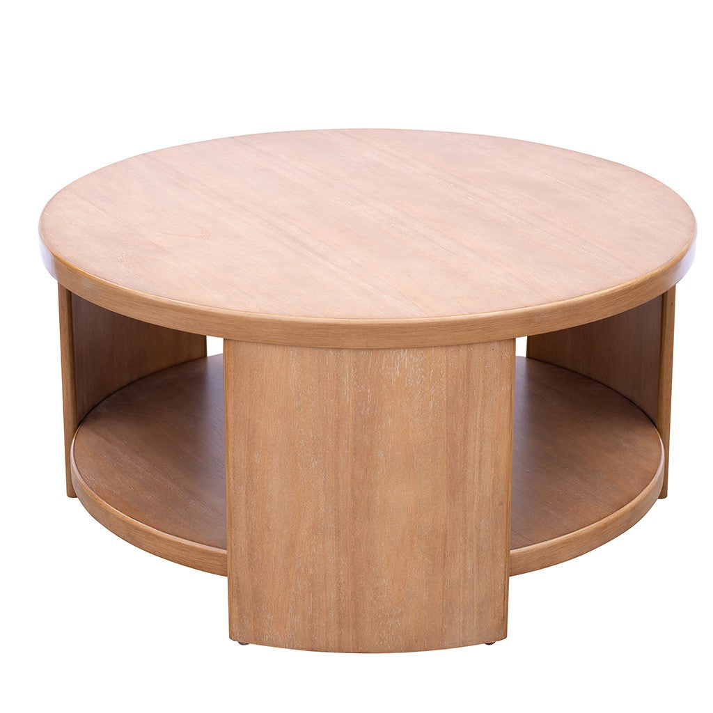 Modern Minimalist Round Coffee Table with Shelf Storage