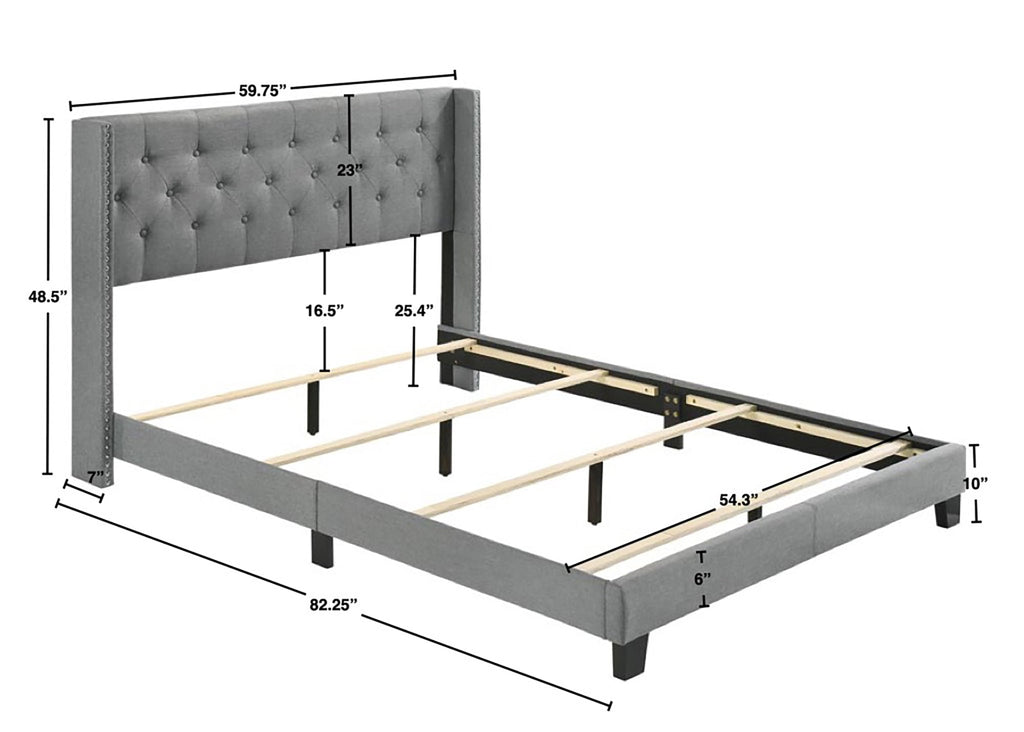 Button-Tufted Wingback Fabric Bed