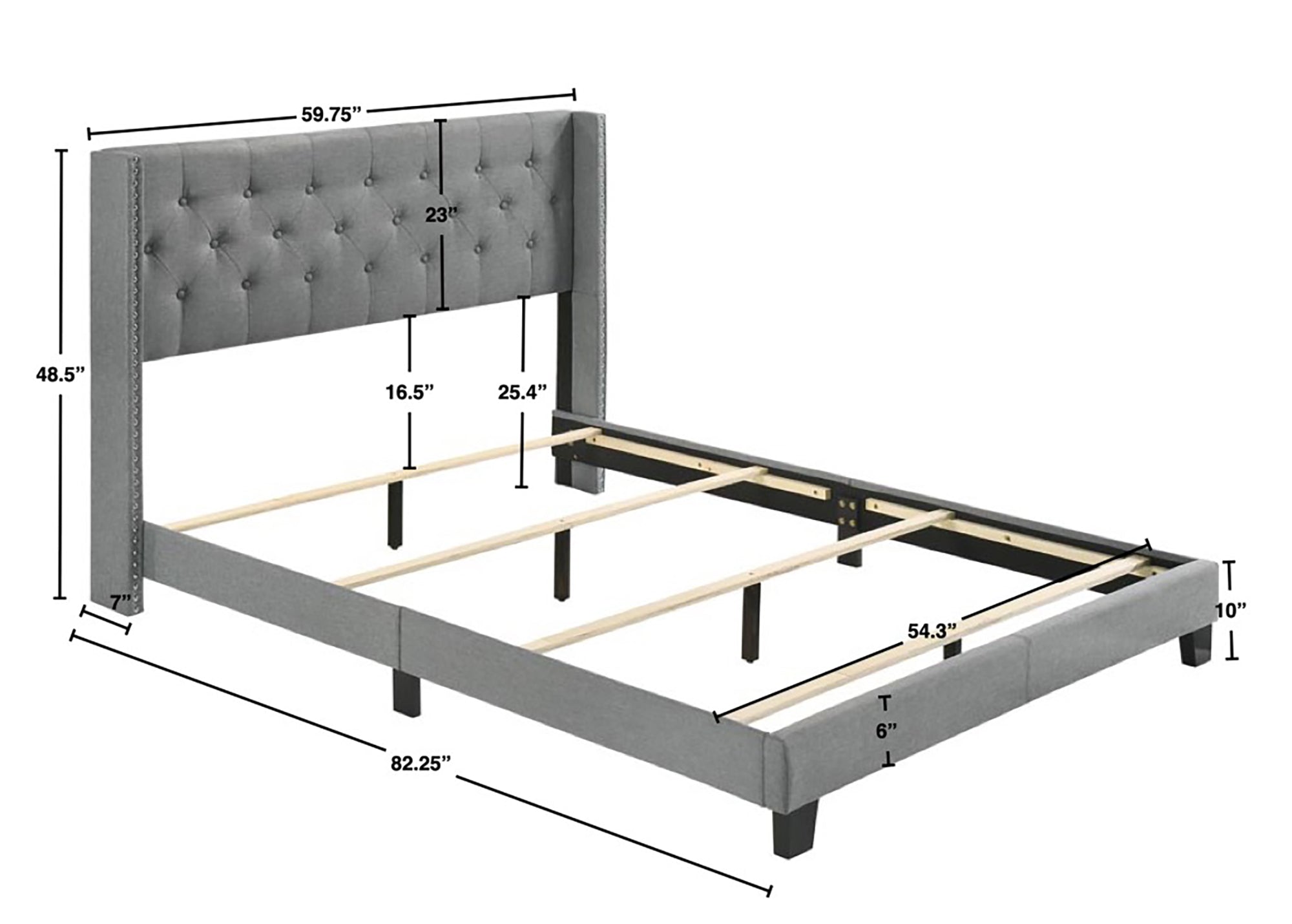 Button-Tufted Wingback Fabric Bed