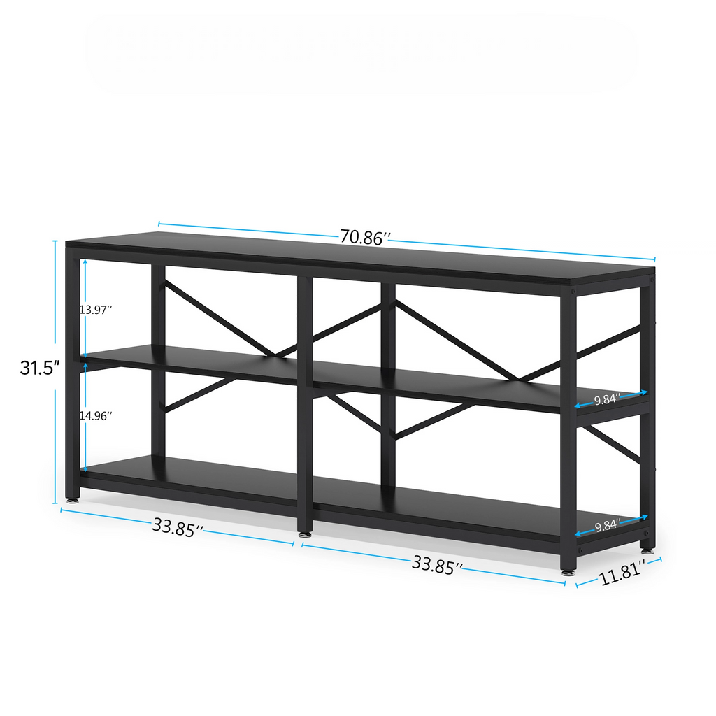 Runford Modern Entryway Table with Metal Frame & X-Back Design