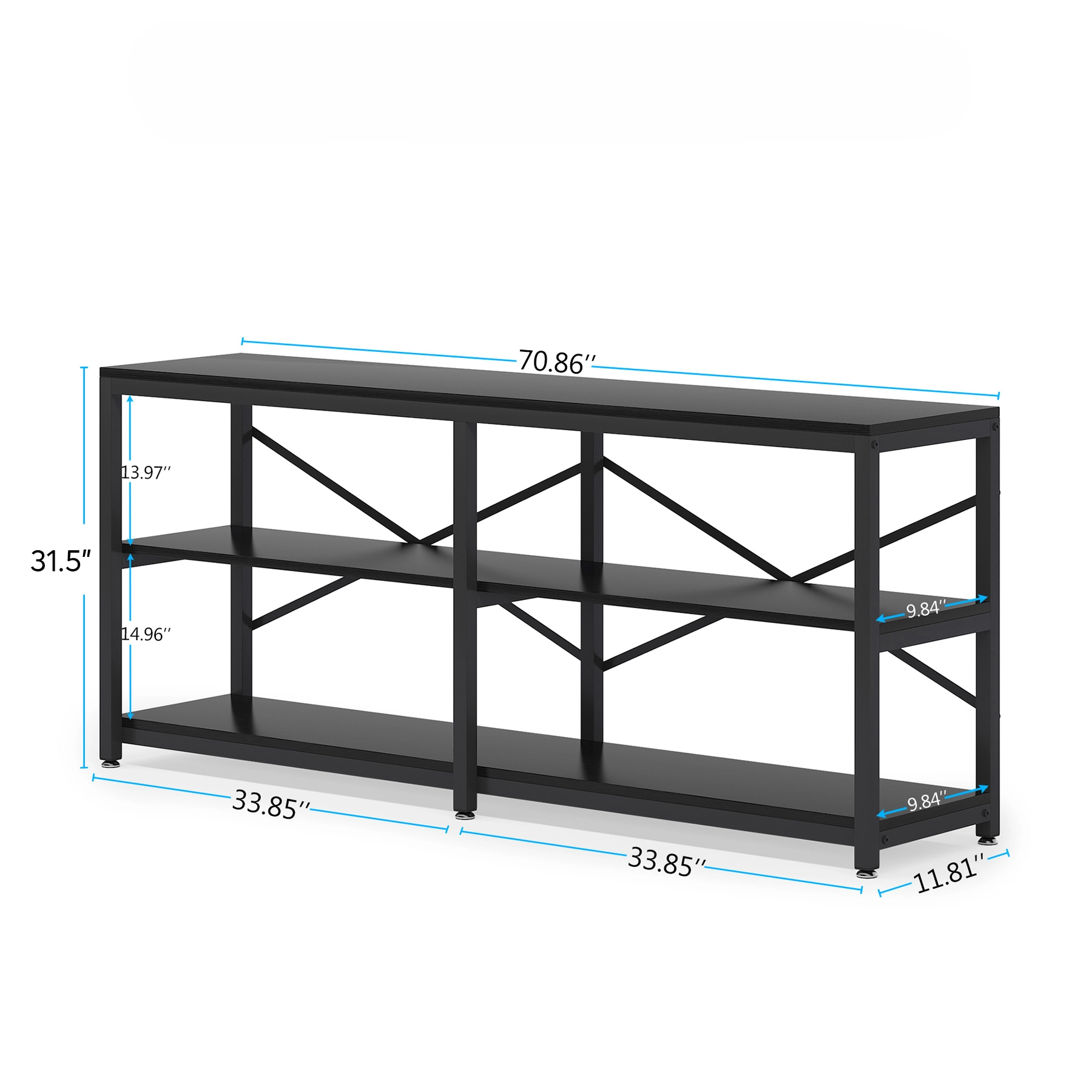 Runford Modern Entryway Table with Metal Frame & X-Back Design