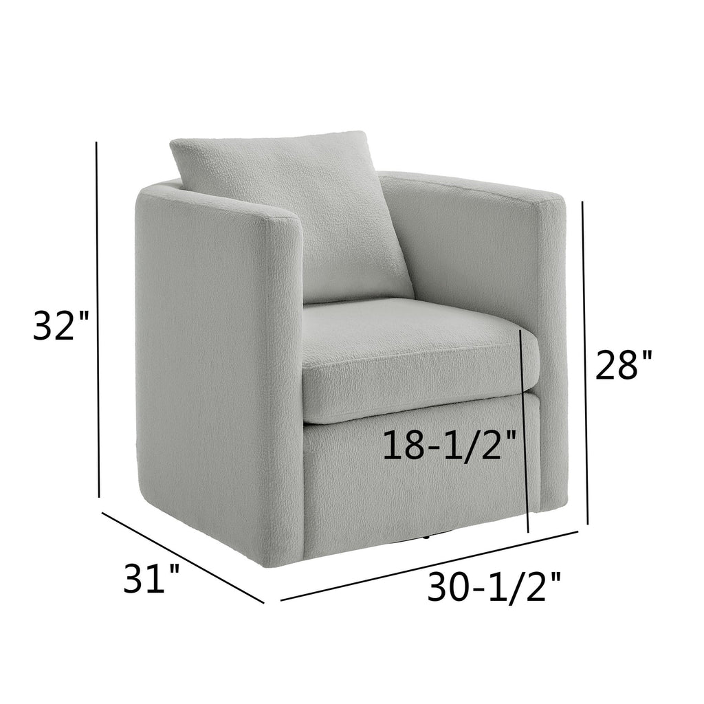 Sutton Light Grey Performance Fabric Swivel Barrel Chair