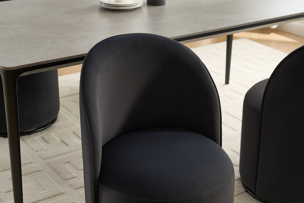 Ashcombe Mid Century Modern Round Velvet Dining Chair