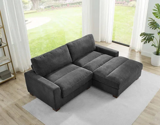 Canapé d'angle Wade Cloud 90 W - Velours côtelé gris 