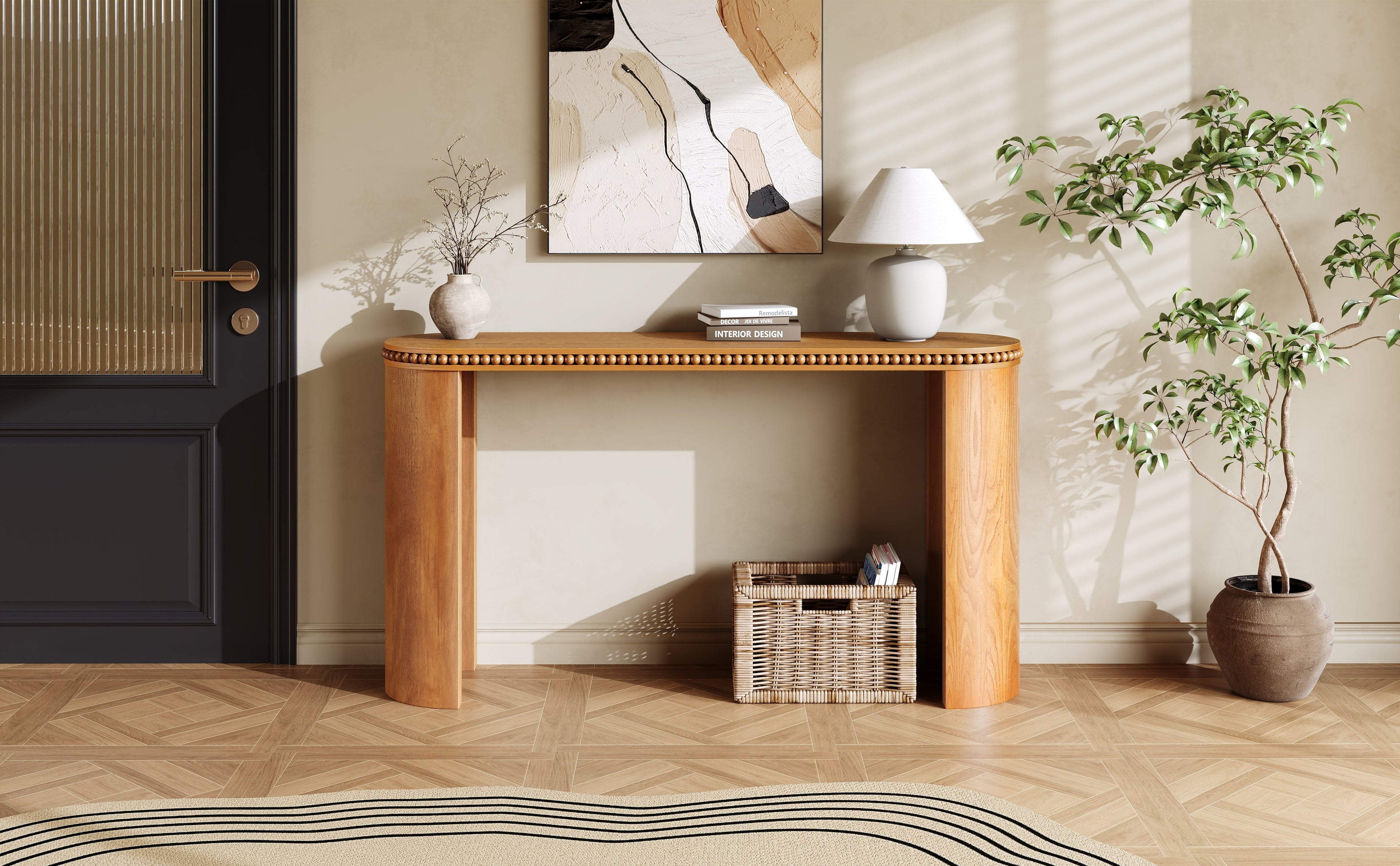 Beaded Trim Console Table