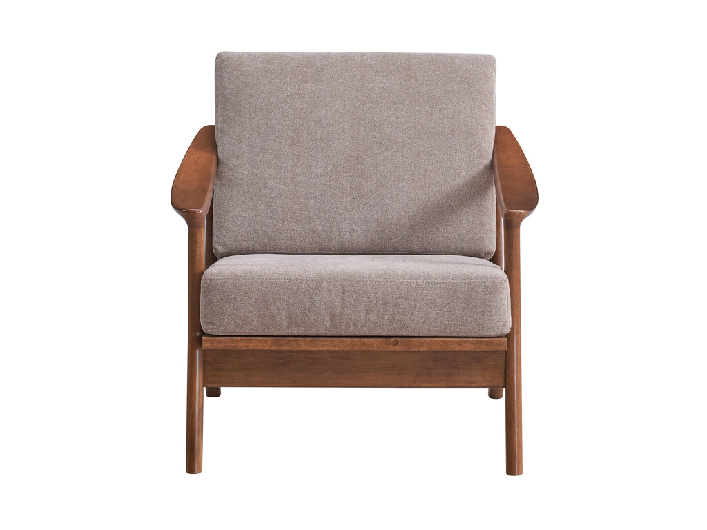 Lide Light Brown Fabric & Brown Finish Accent Chair