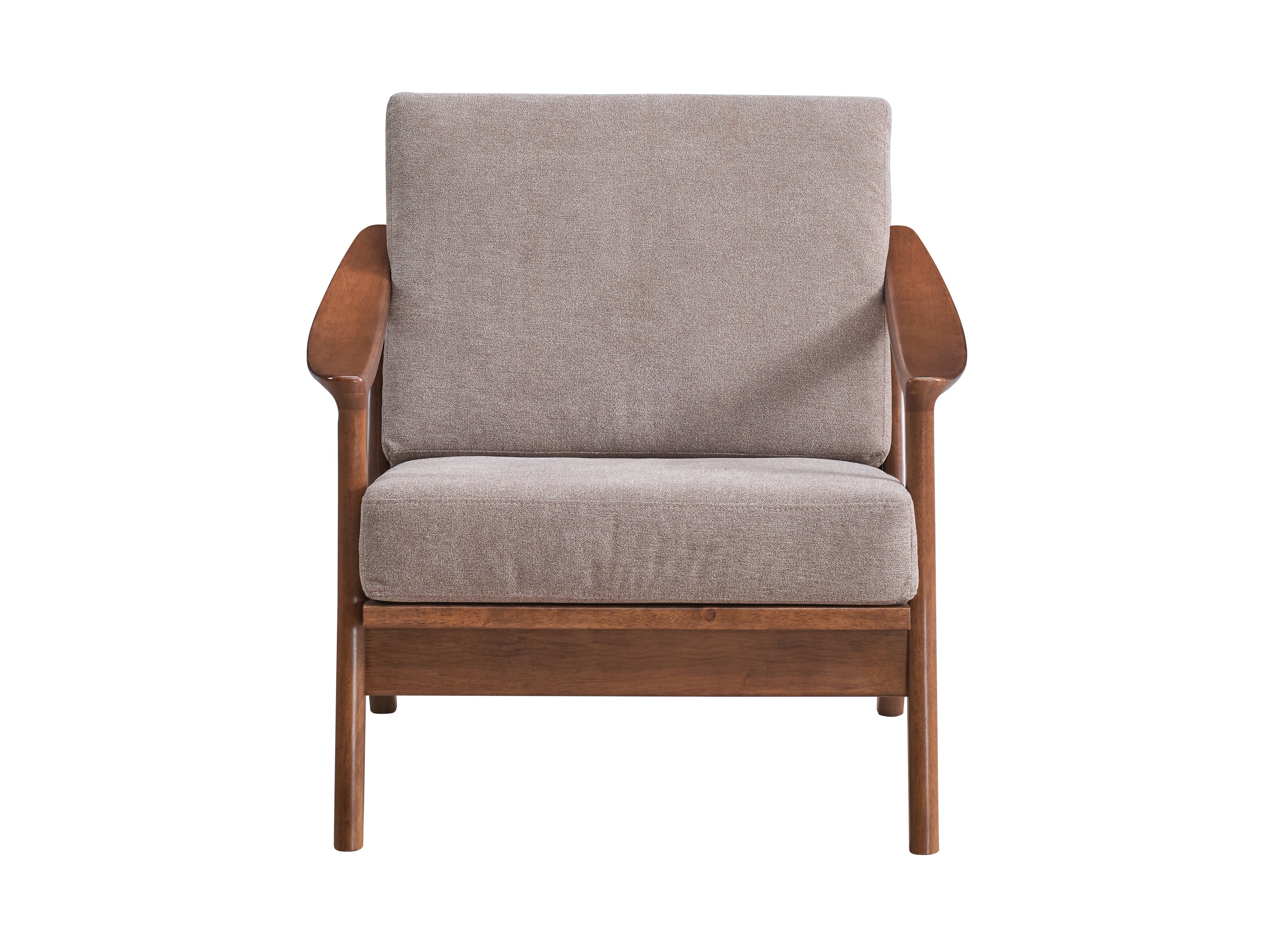 Lide Light Brown Fabric & Brown Finish Accent Chair