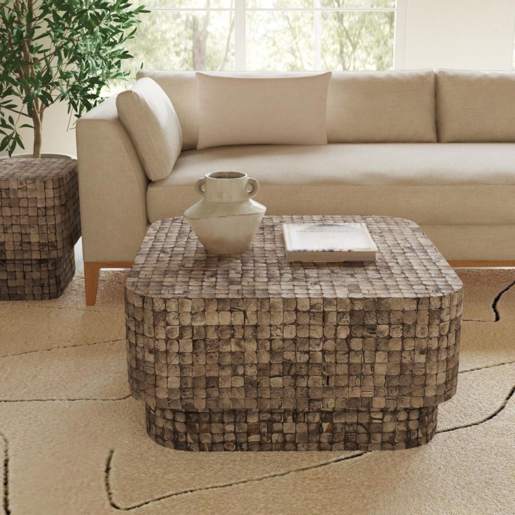Samoa Square Coconut Shell Coffee Table