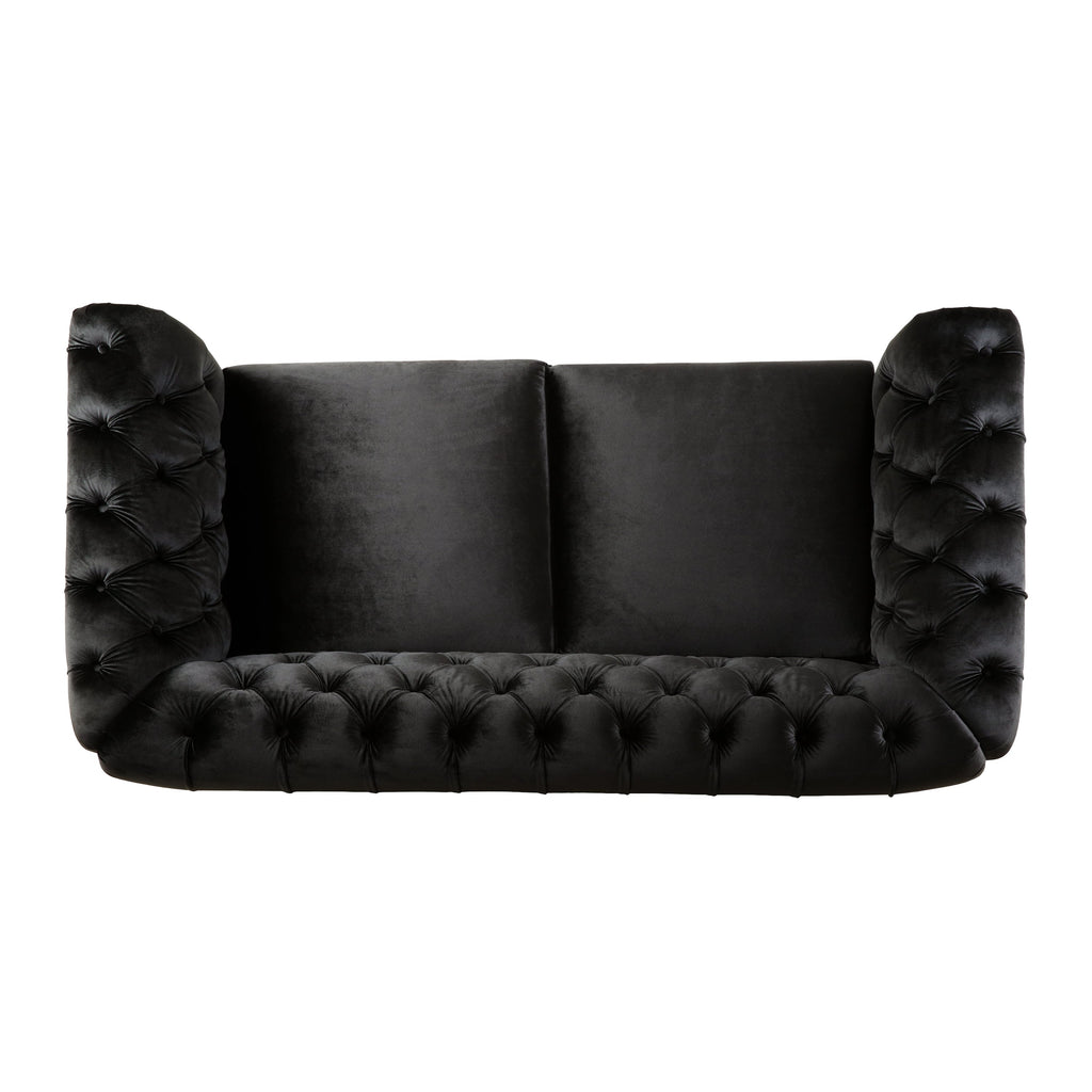 Velvet Rolled Arm Chesterfield Loveseat