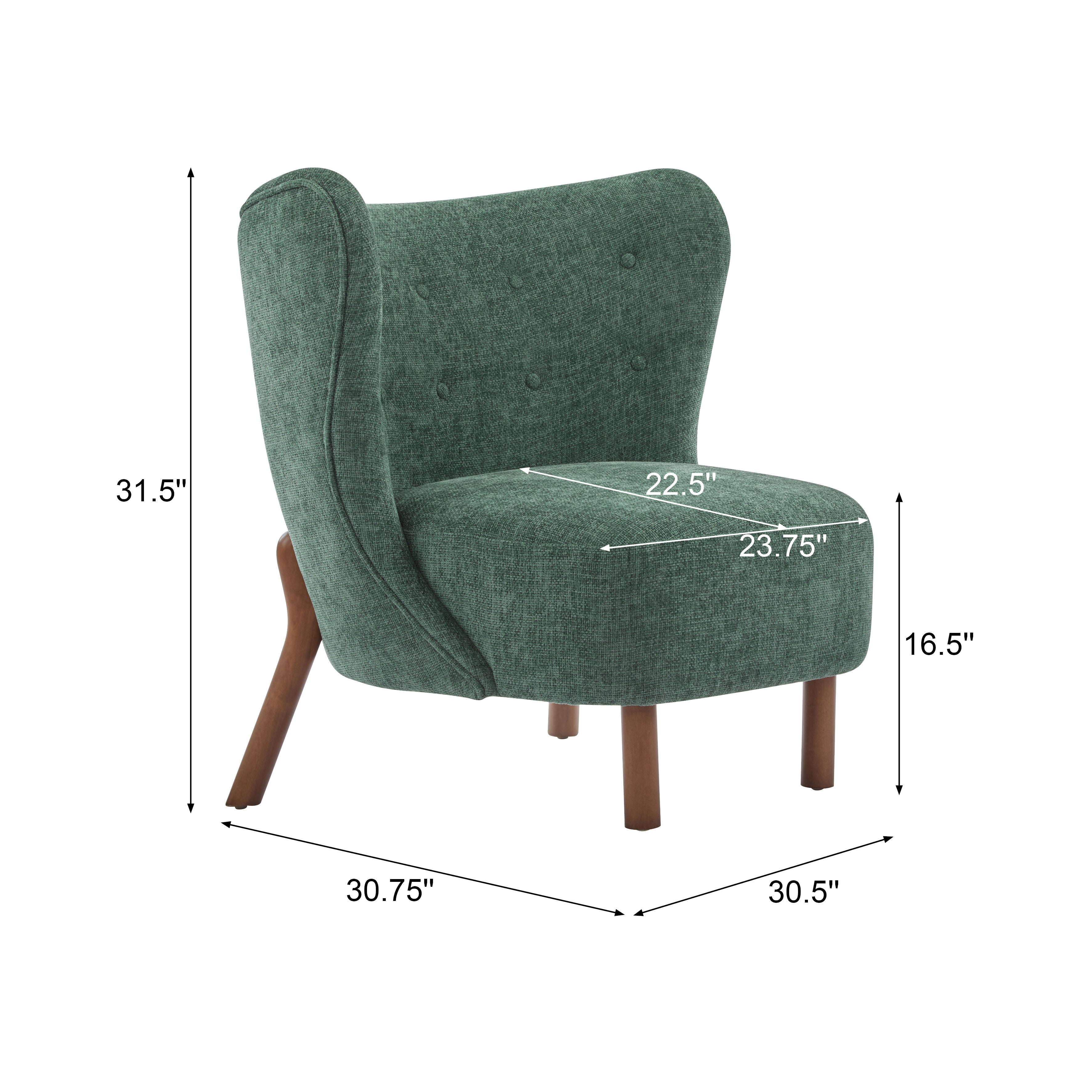 Bella Upholstered Wingback Armless Accent Chair