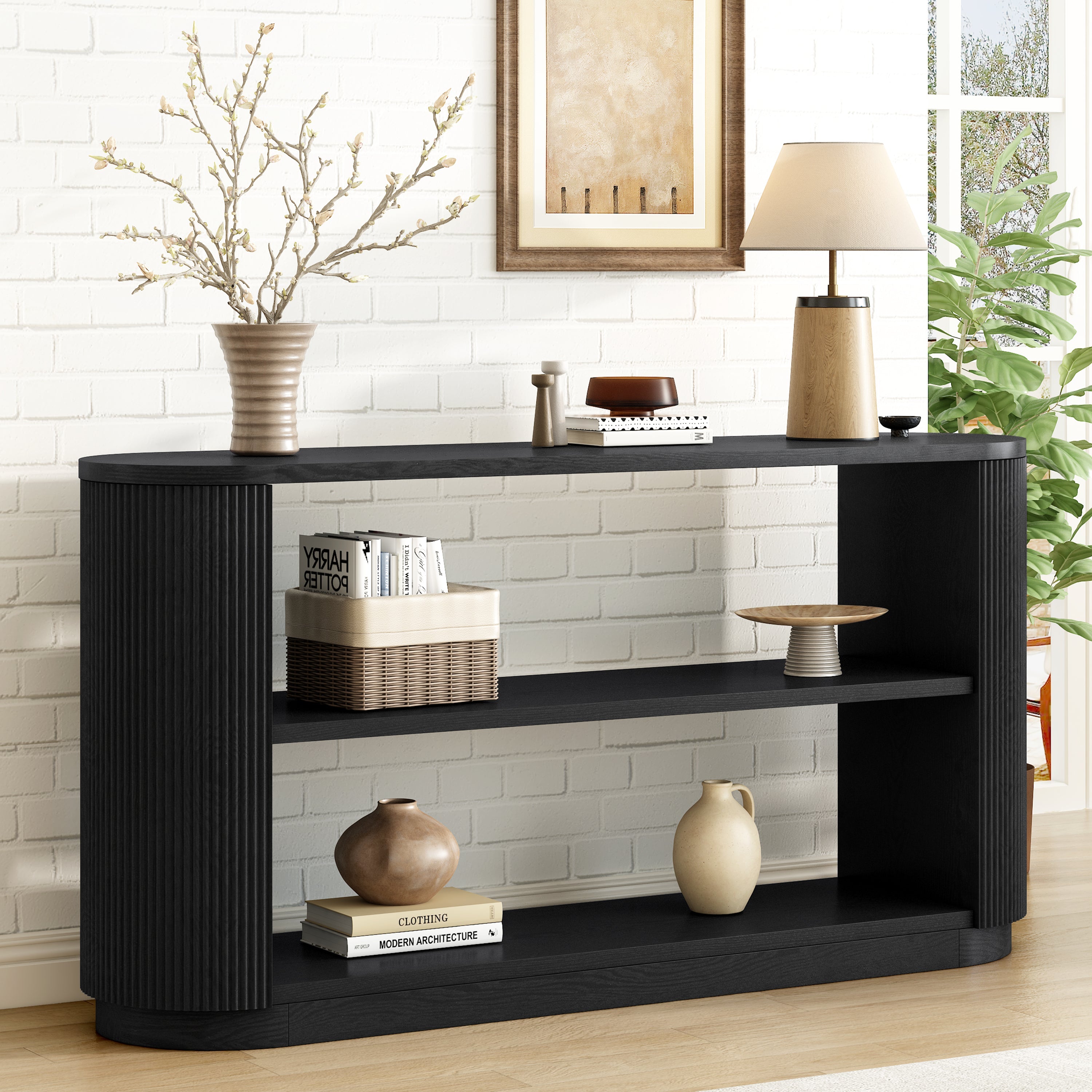 Modern Entryway Console Table with Open Shelf