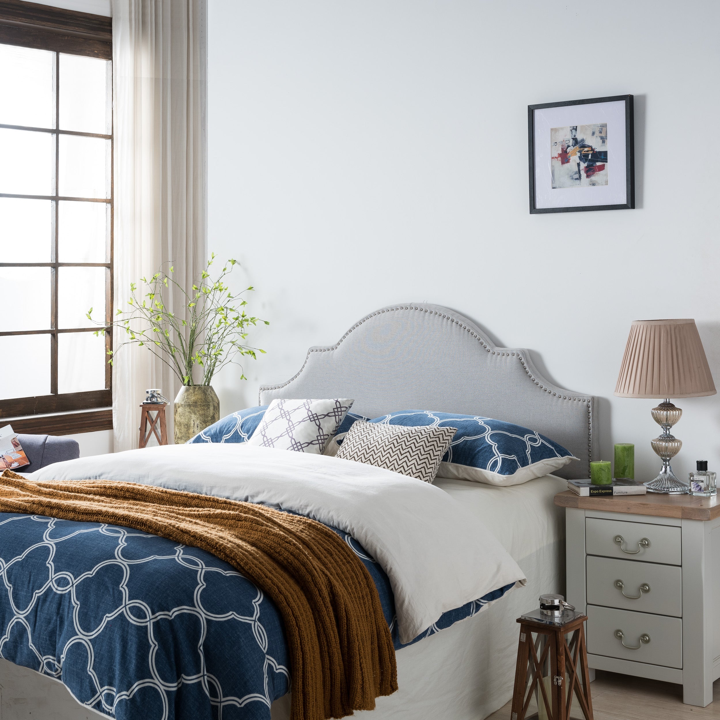 Upholstered Nailhead Trim Headboard