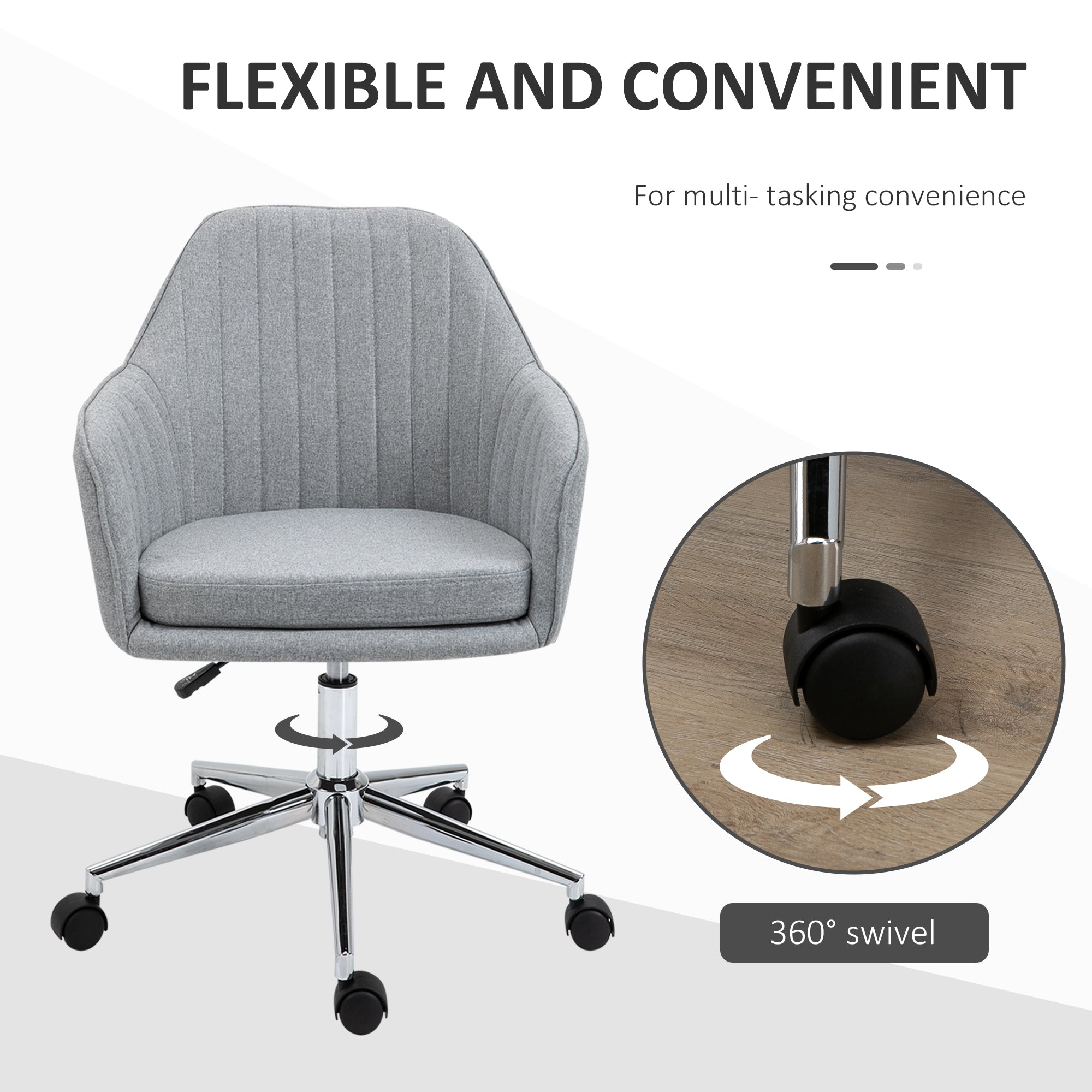Swivel Desk Chair with Tub Shape Design & Lined Pattern Back