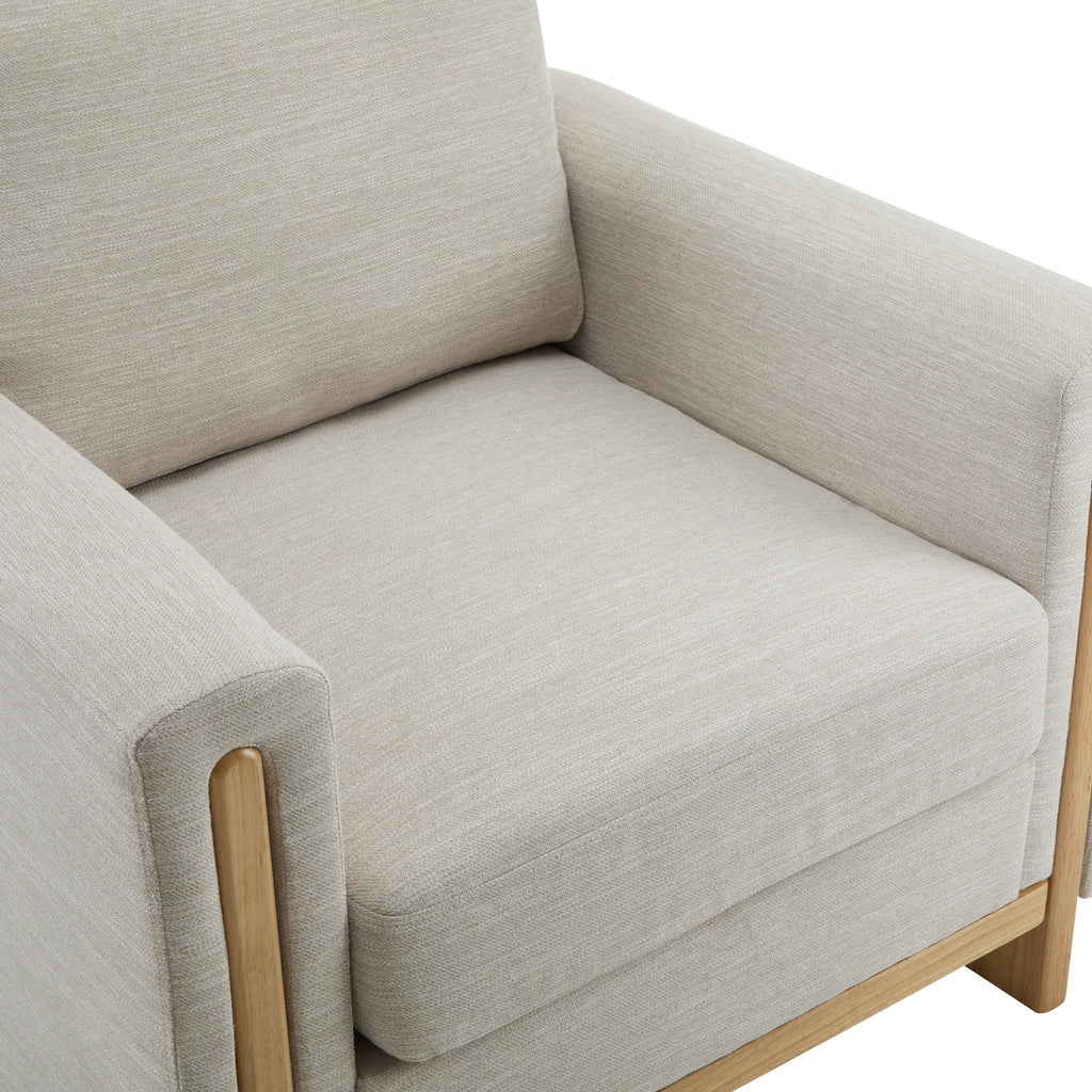 Harmonia Fabric Upholstered Accent Chair with Wood Accent