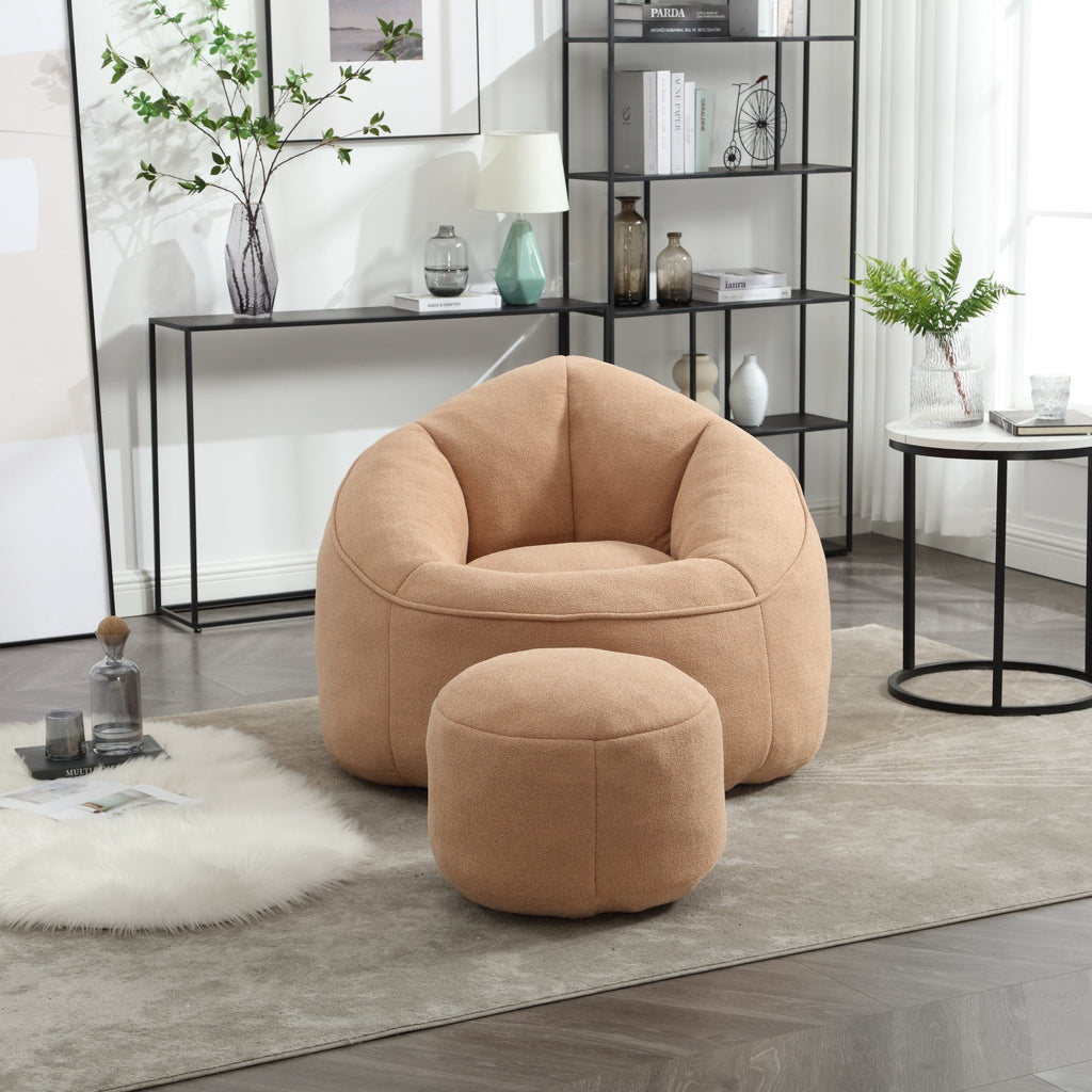 Bean Bag Sofa Chair with High-Pressure Foam and Footrest