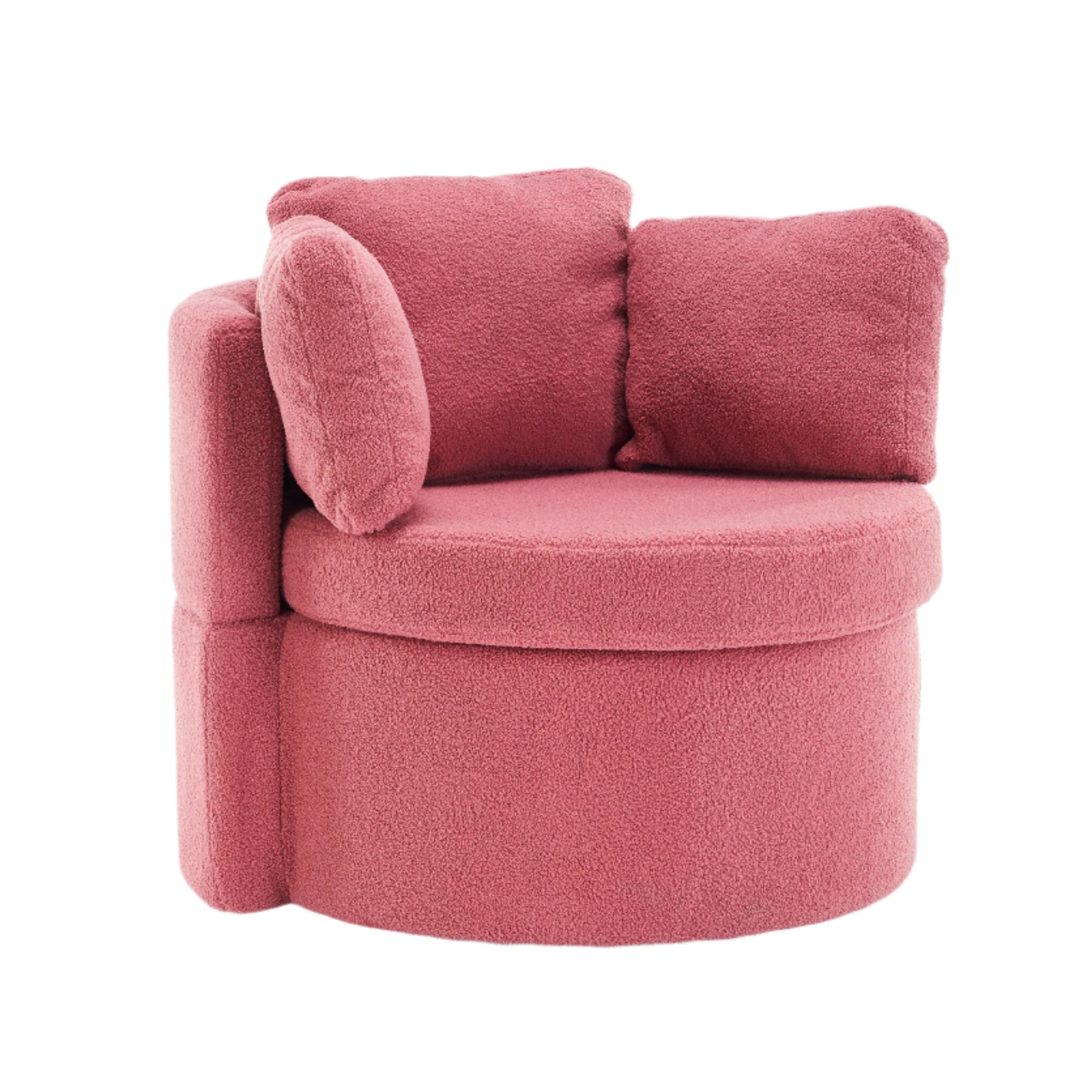 Teddy Fabric Swivel And Storage Chair With Back Cushion