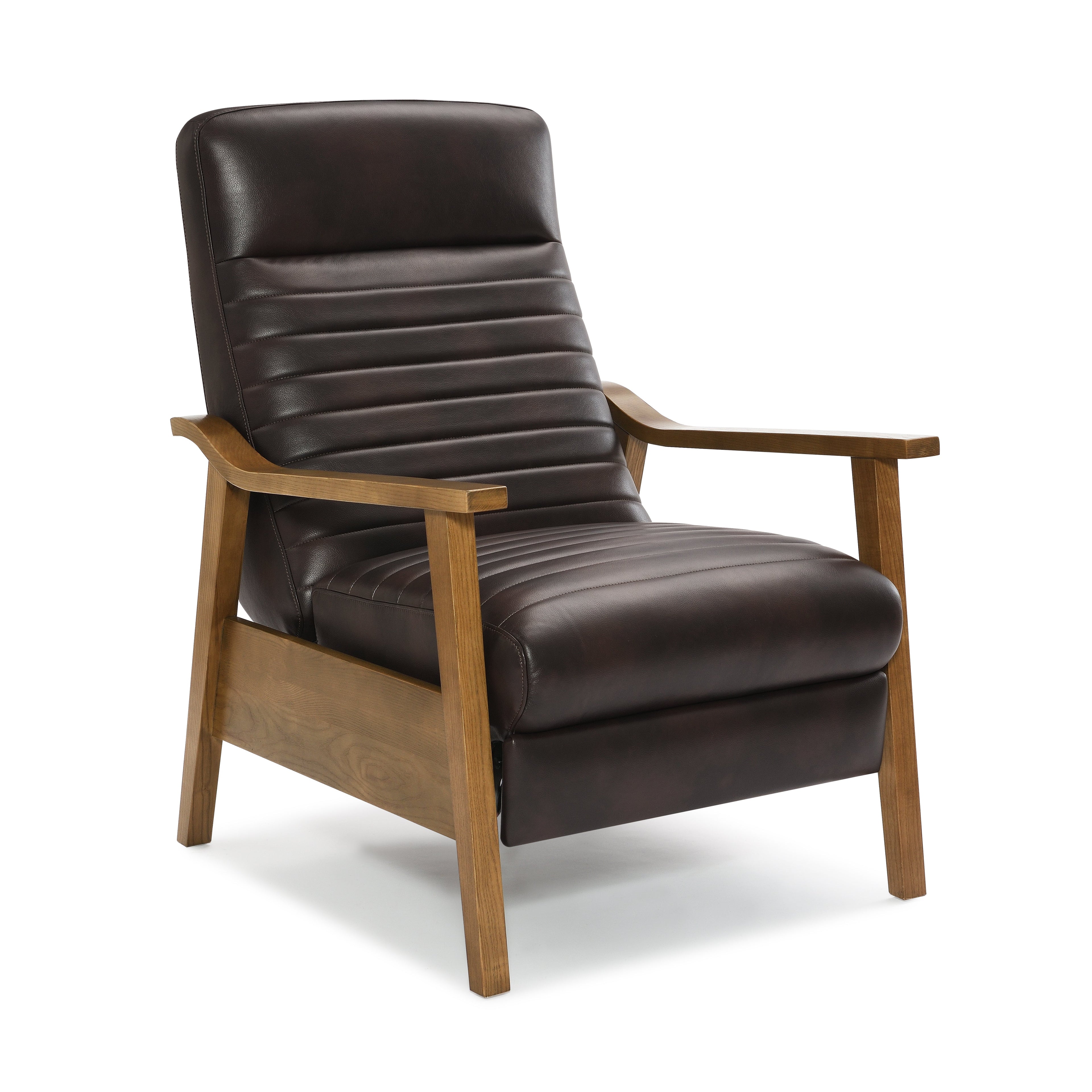 Asher Faux Leather & Wood Arm Push Back Recliner