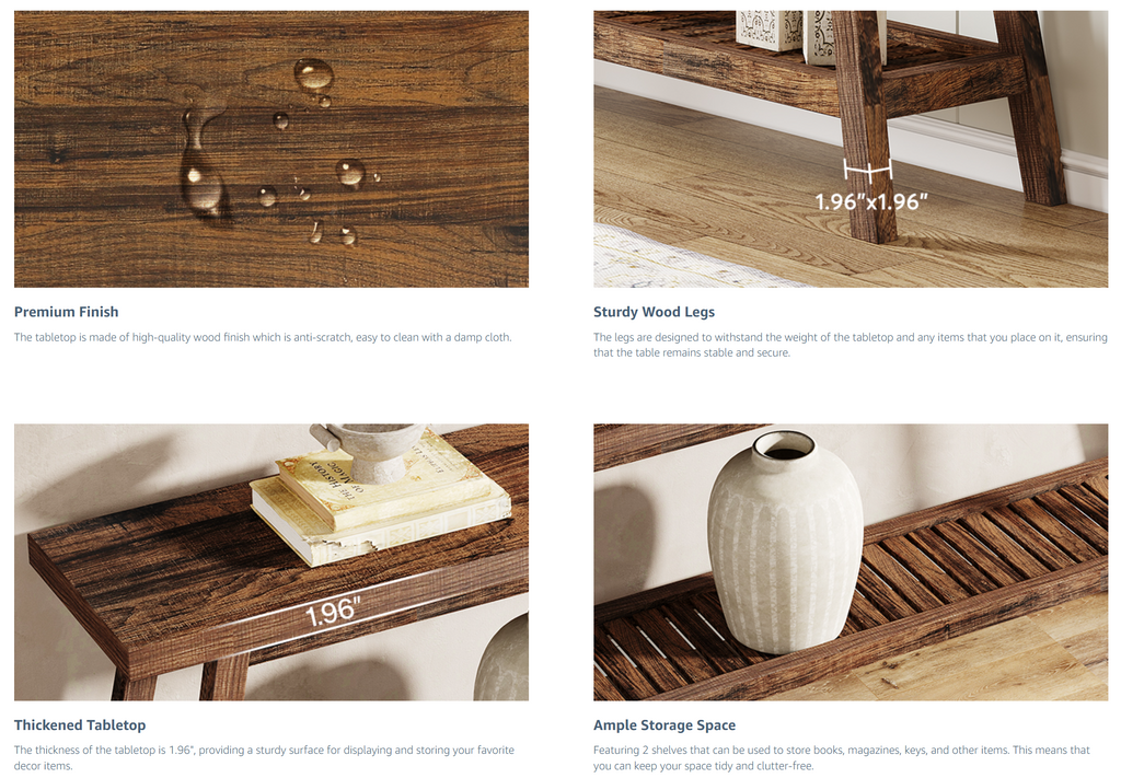 Marleton Solid Wood Modern Farmhouse Console Table