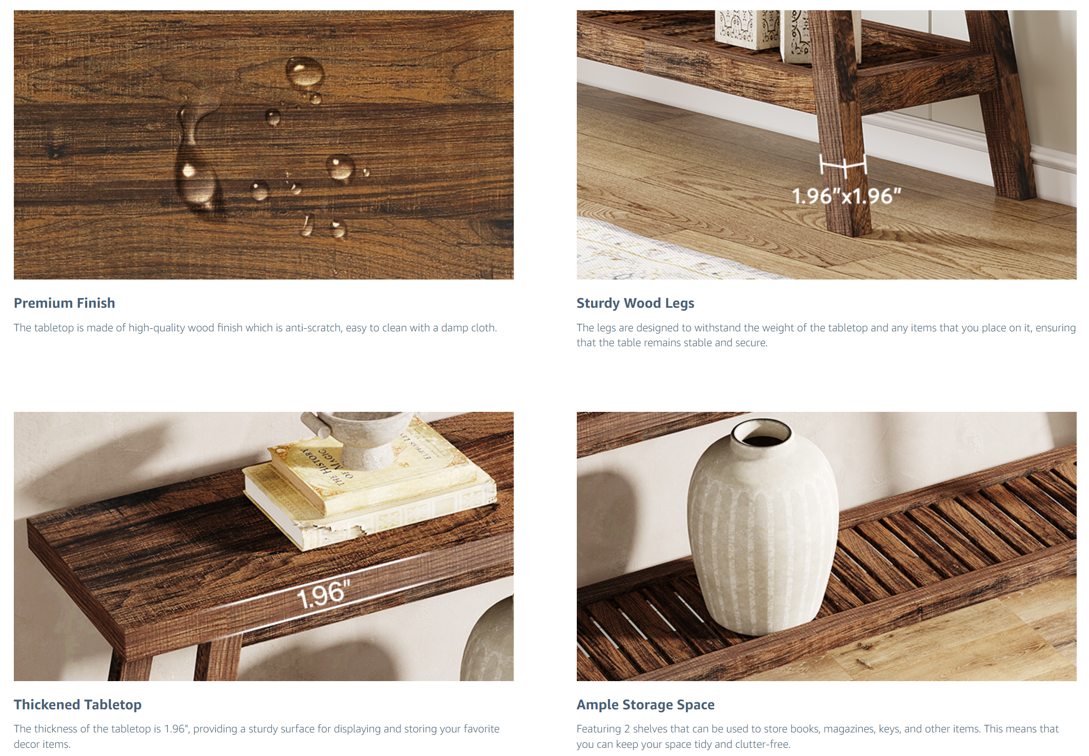 Marleton Solid Wood Modern Farmhouse Console Table