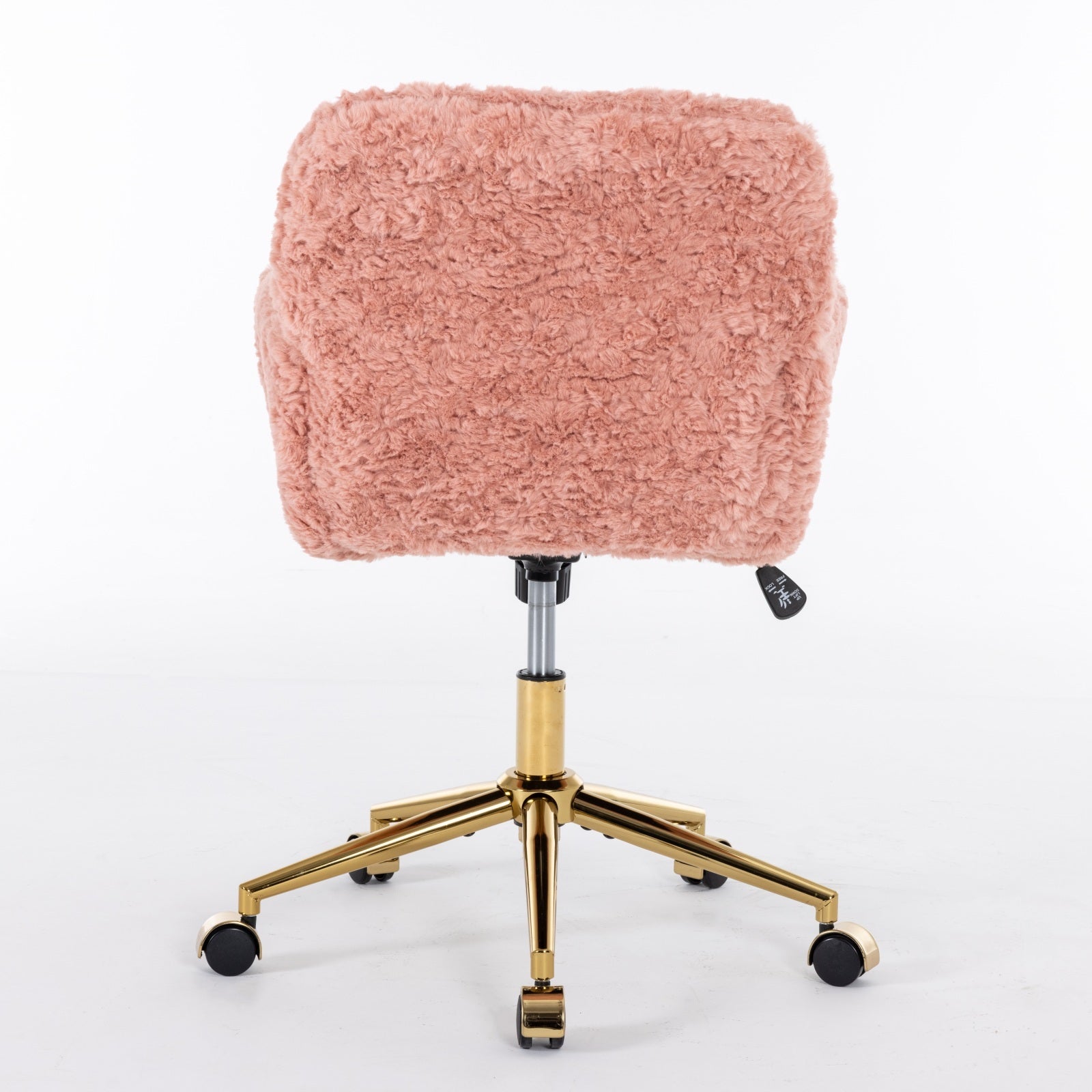 Faux Rabbit Hair Office Chair with Golden Metal Base, Adjustable Swivel