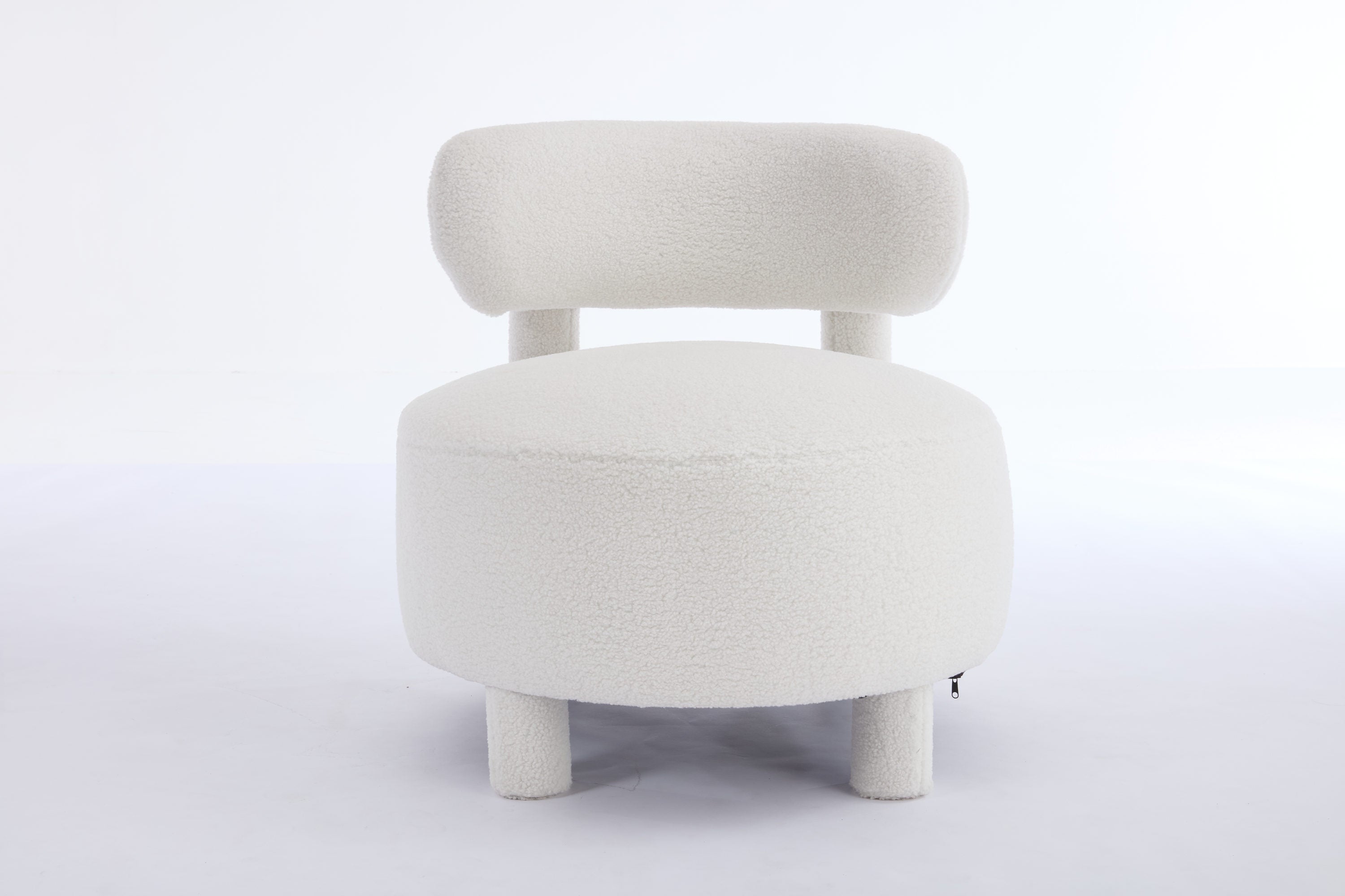 Armless Accent Chair with Curved Backrest and Solid Wooden Legs