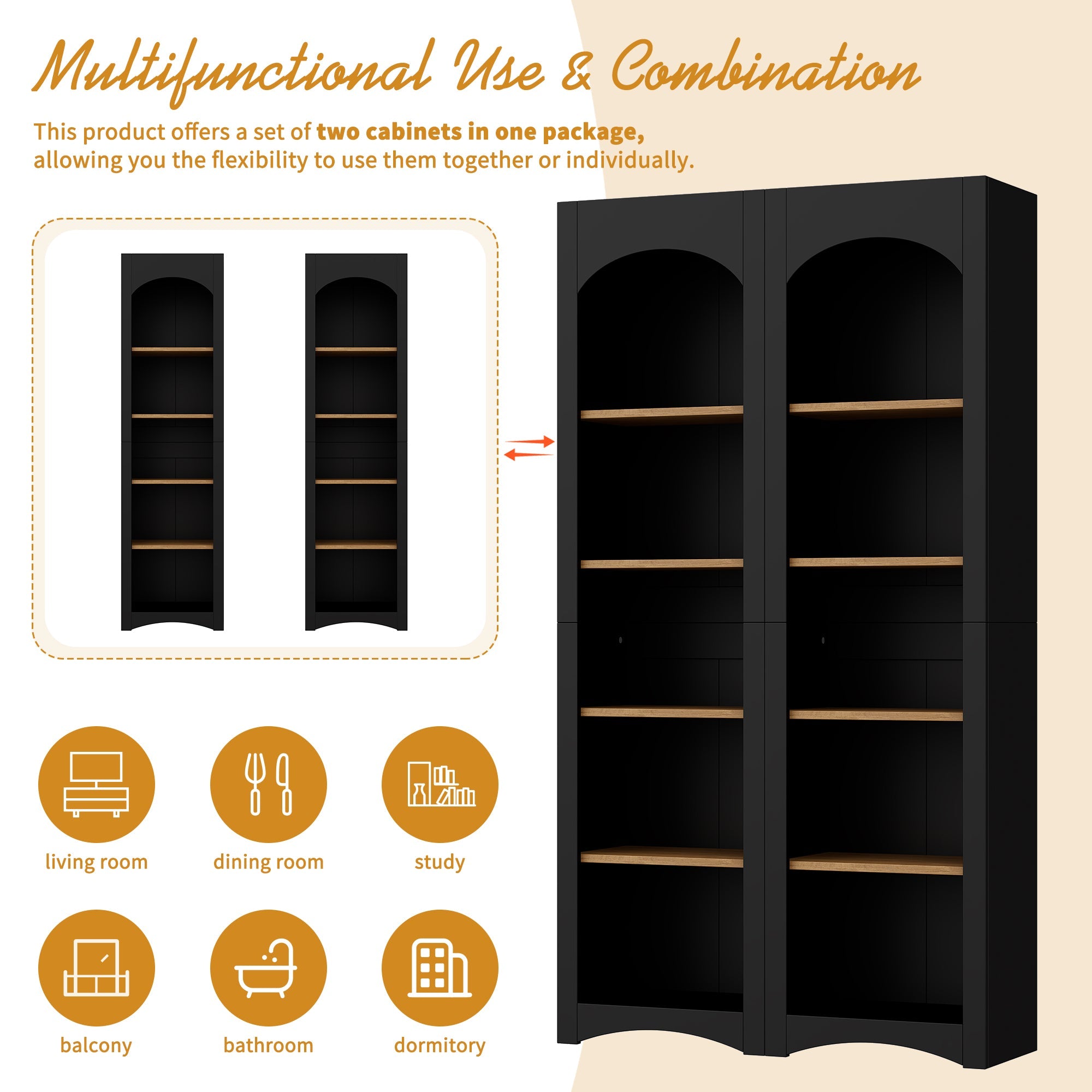 Farmhouse Two-Tone Storage Cabinet with Adjustable Shelves