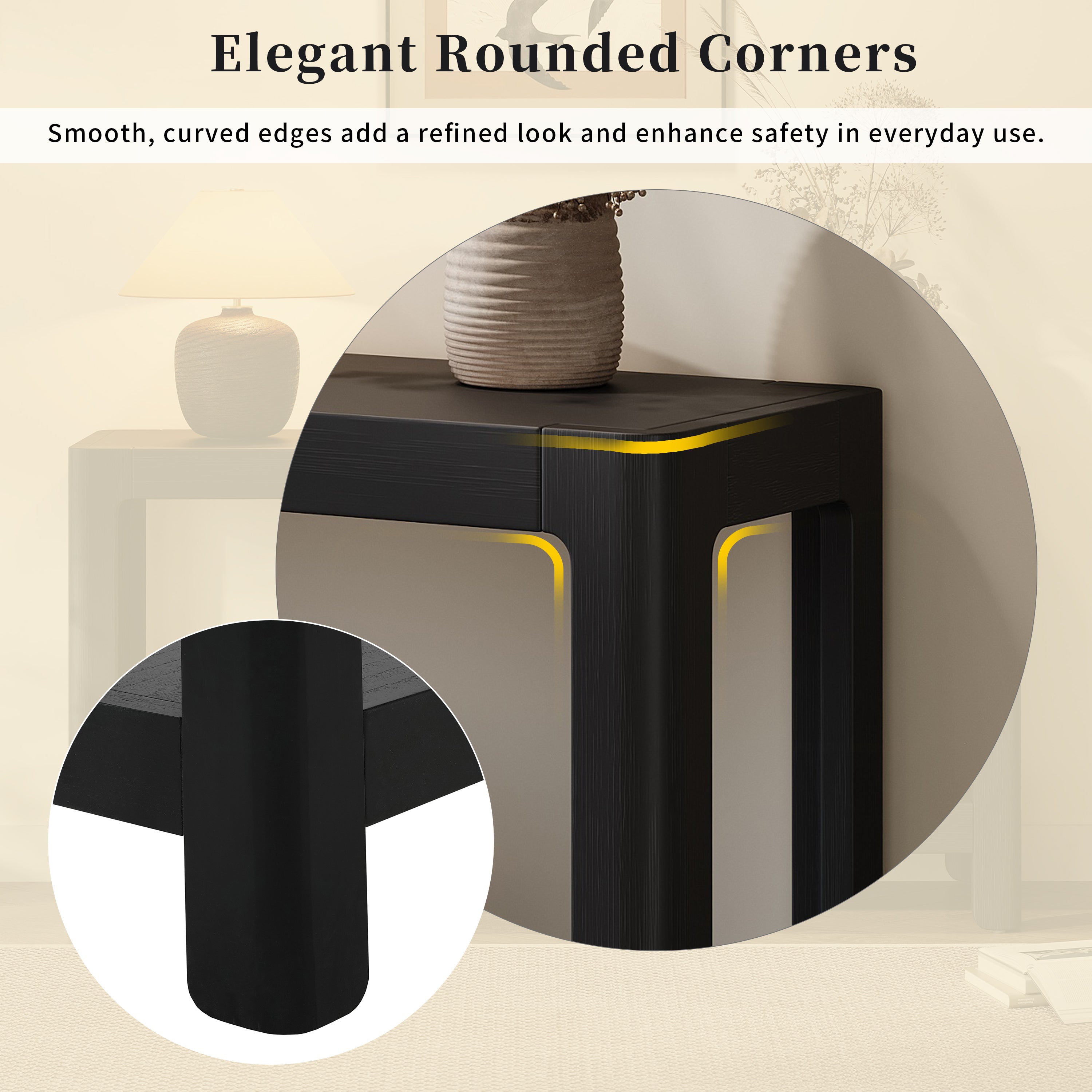 Modern Farmhouse Minimalist Rounded Console Table