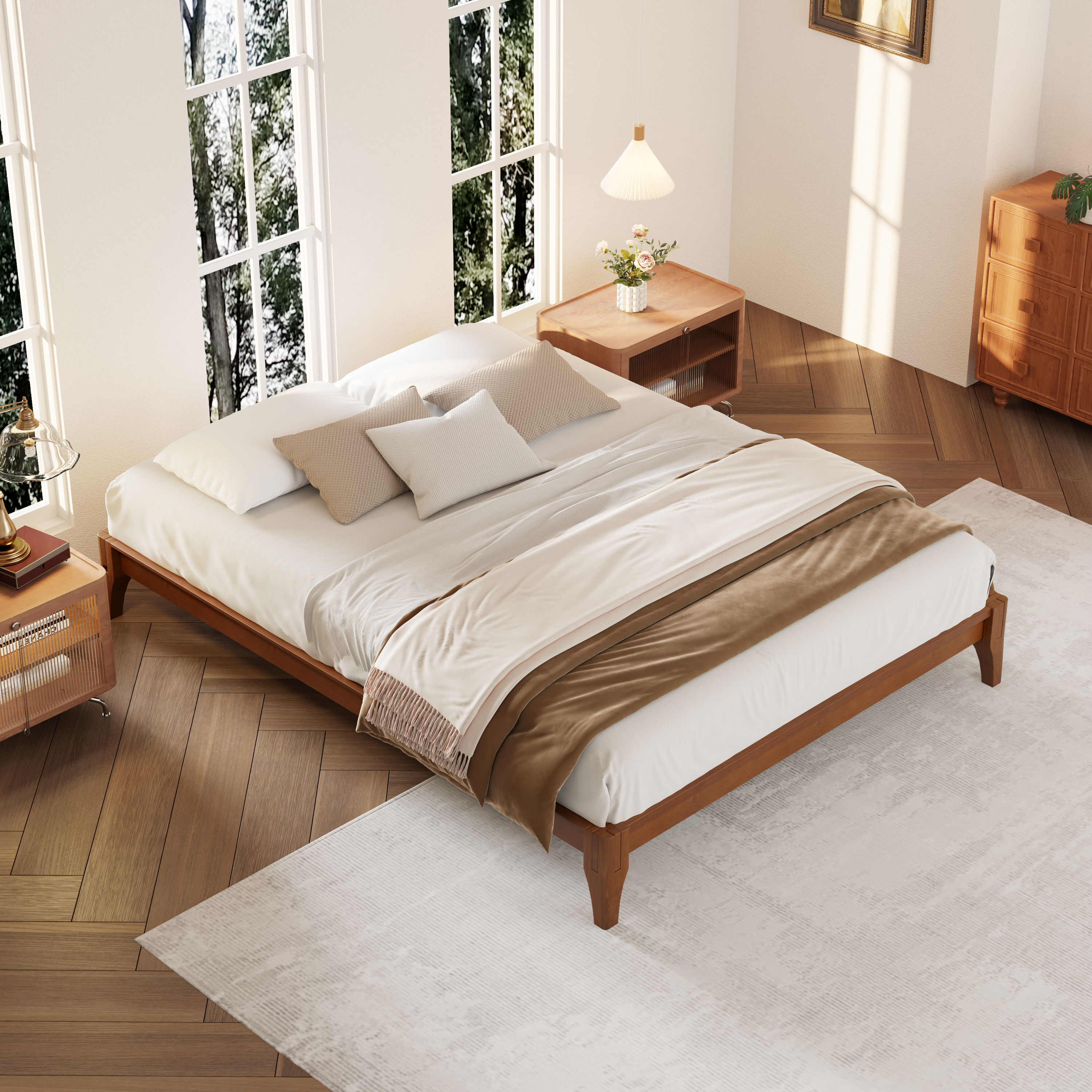 Bamboo Wood Platform Bed Frame