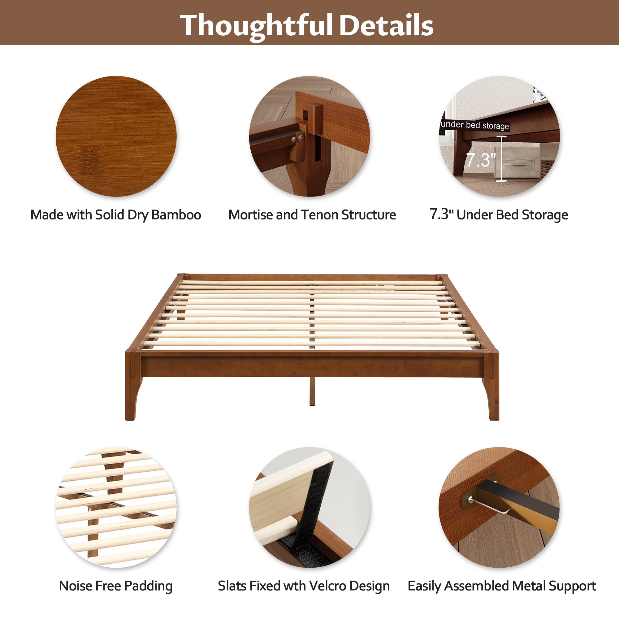 Bamboo Wood Platform Bed Frame