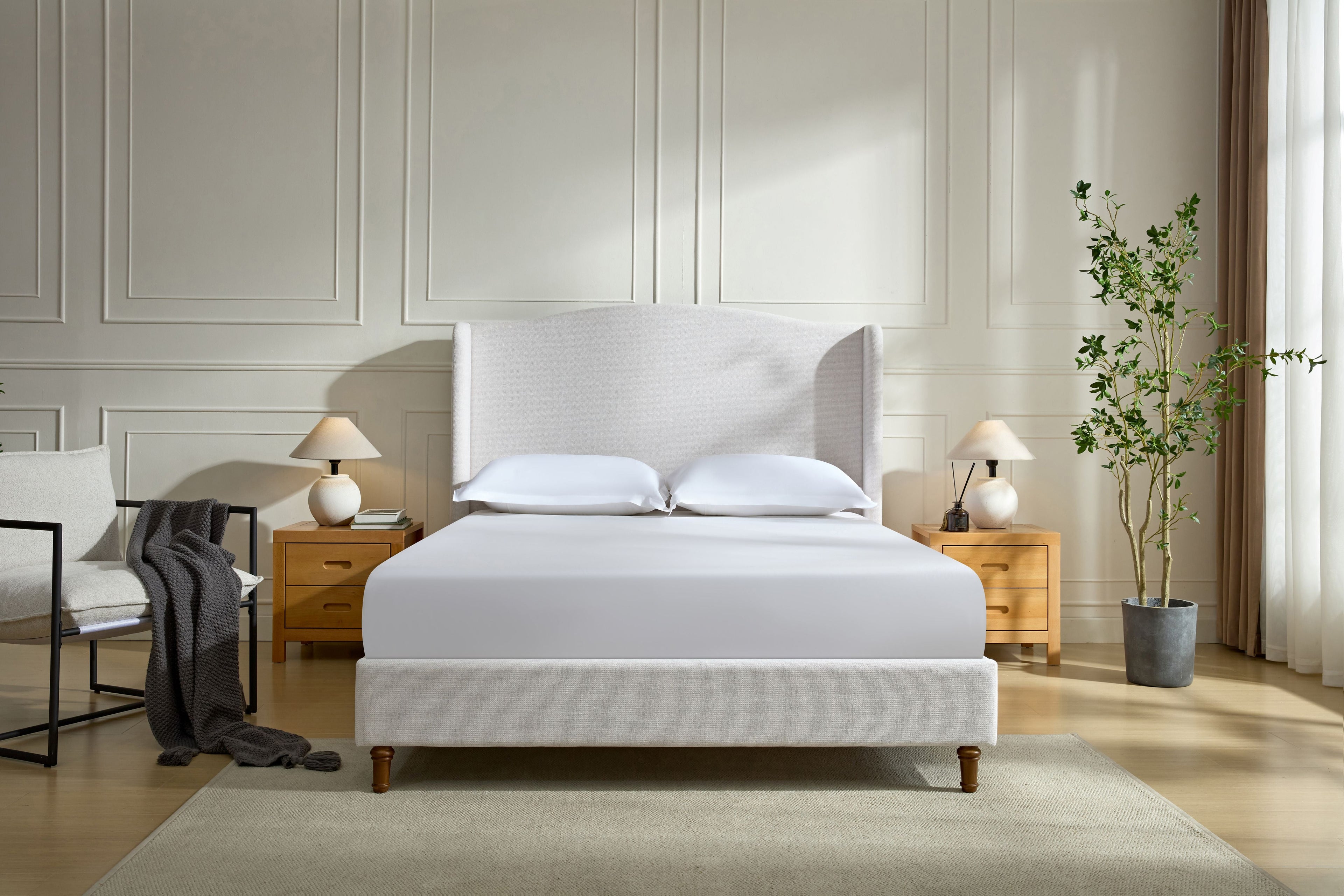 Hannah Upholstered Wingback Bed