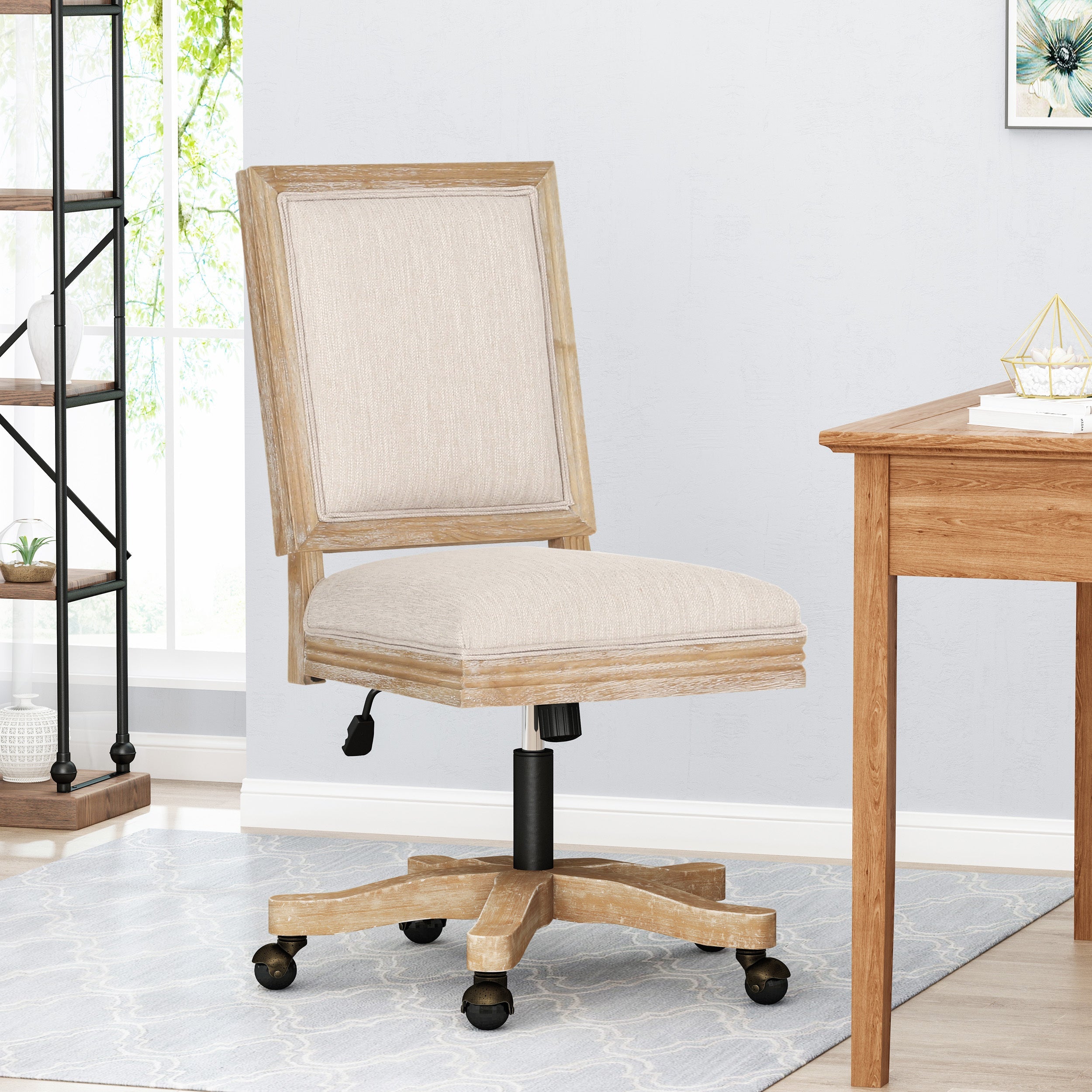 French Country Square Back Swivel & Lift Office Chair